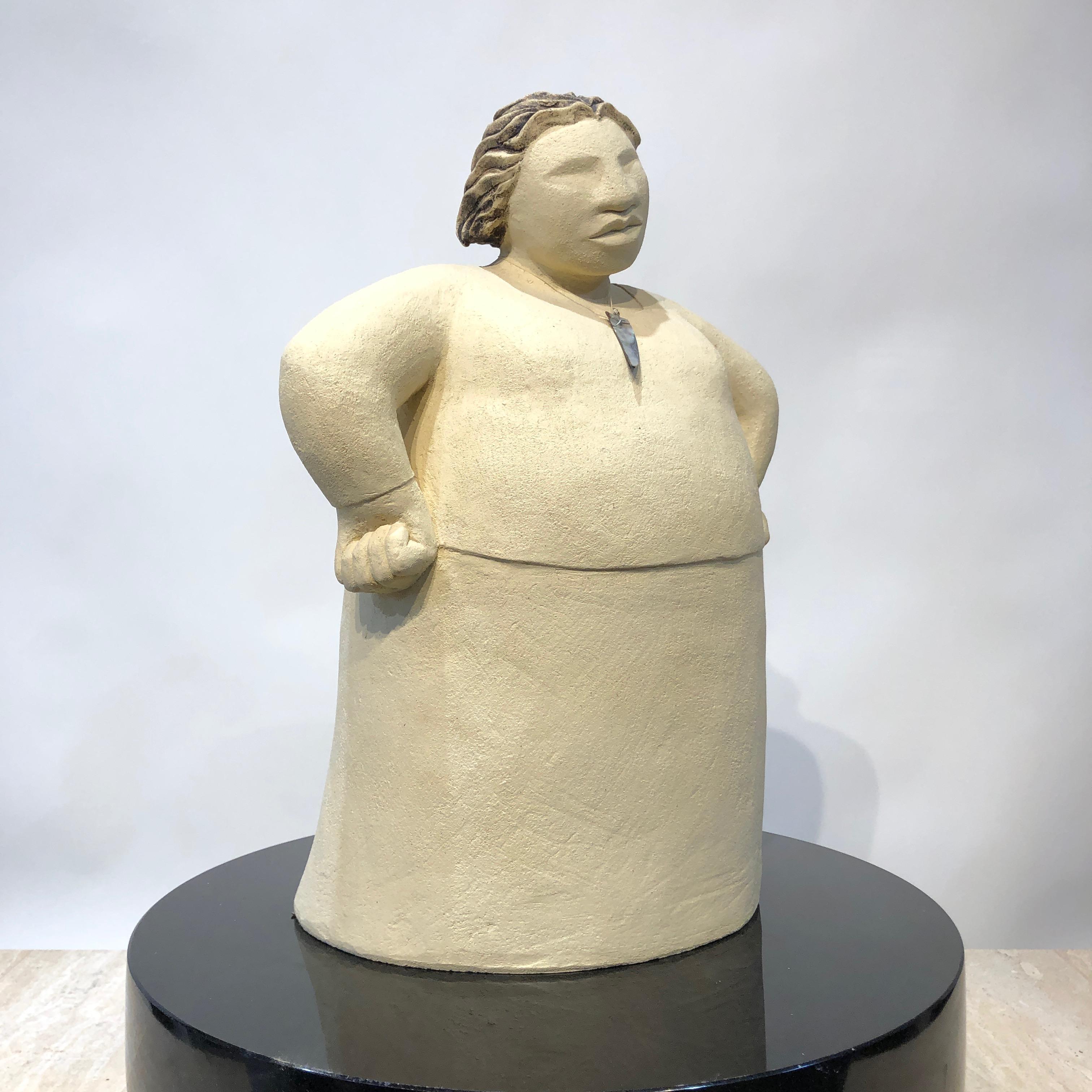 Noelle Jakeman Figurative Sculpture - Whaea- The Matriarch, ceramic figurative sculpture, female, clay, Maori woman