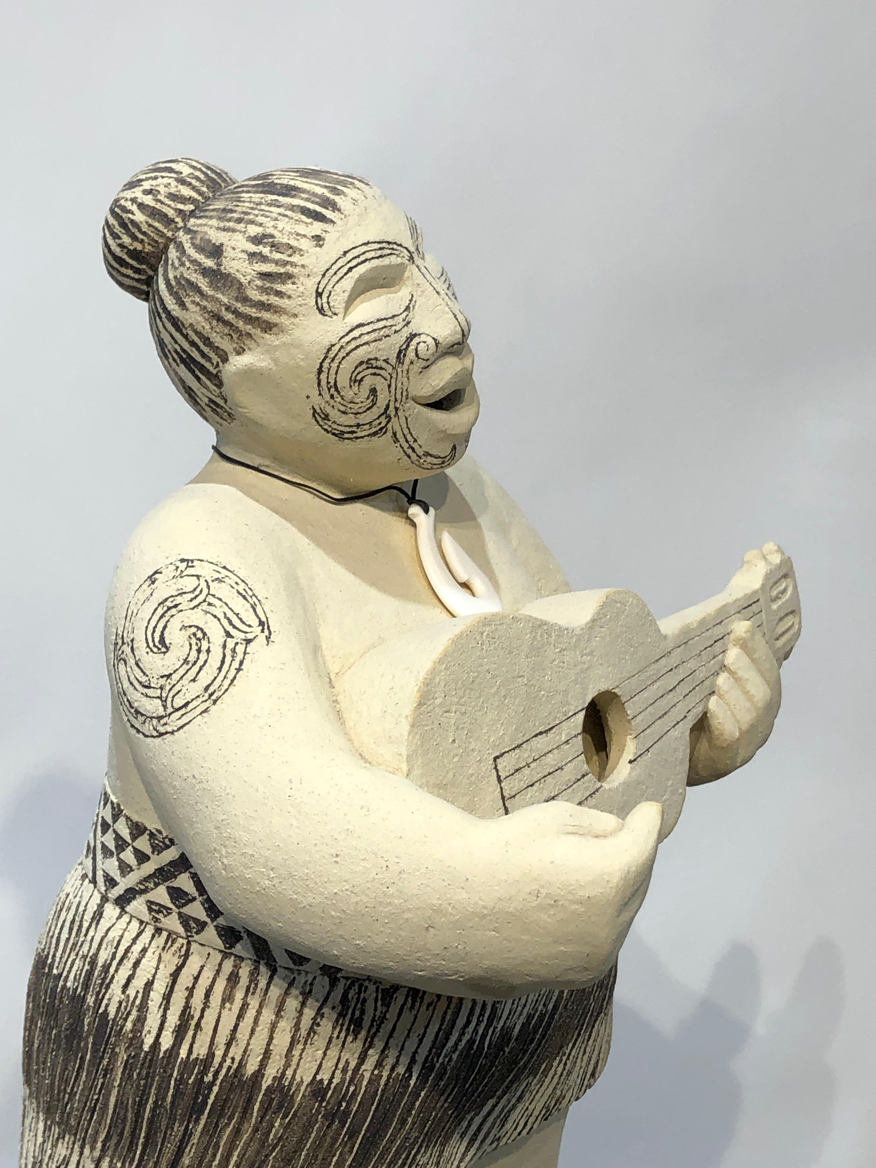 Waita - Song, Contemporary Maori Sculpture, Aotearoa, facial moko, tattoo, male