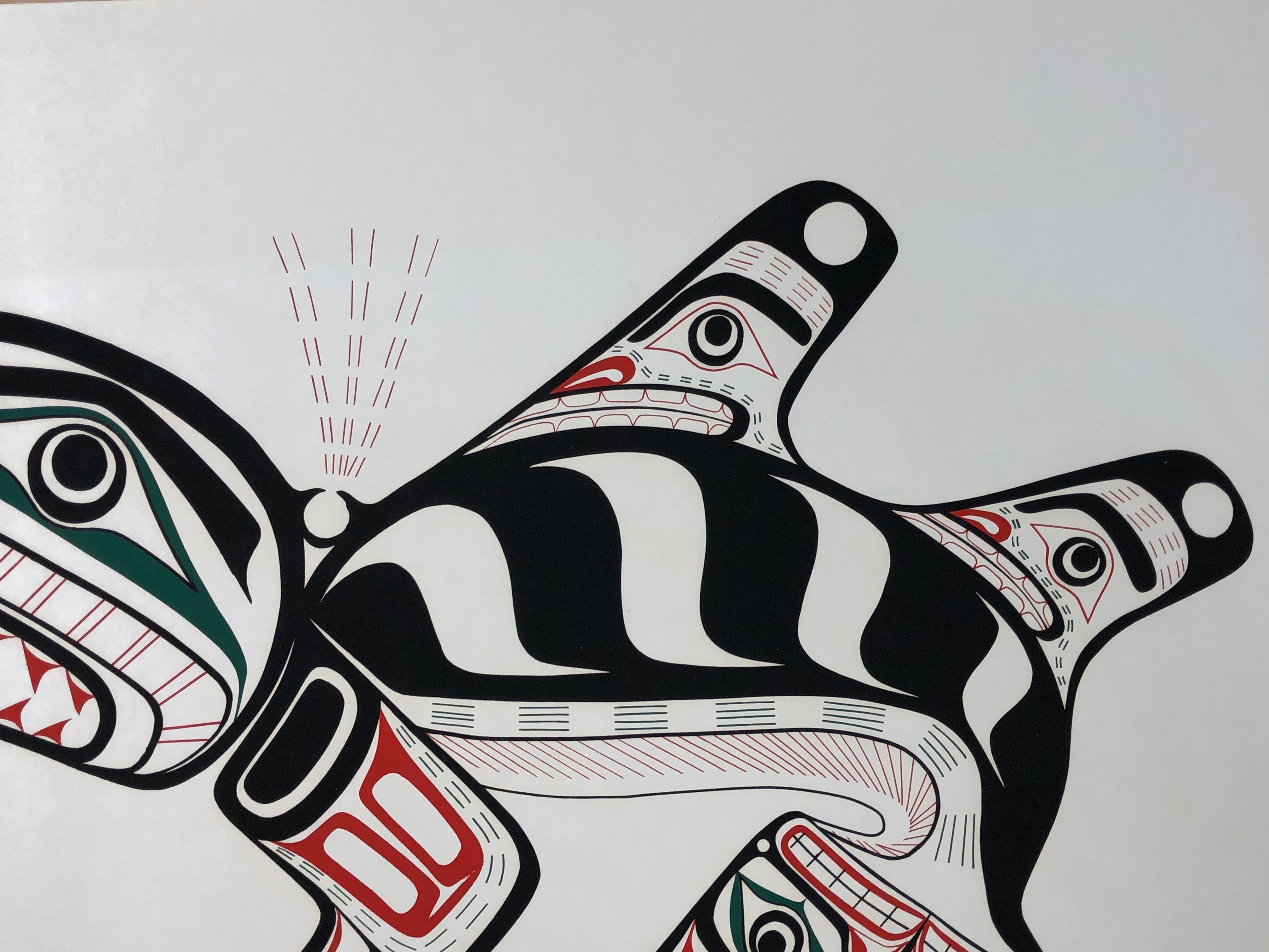 Kwakiutl Killer Whale, color serigraph, screen print edition, First Nations, Canada - Print by Tony Hunt Sr.