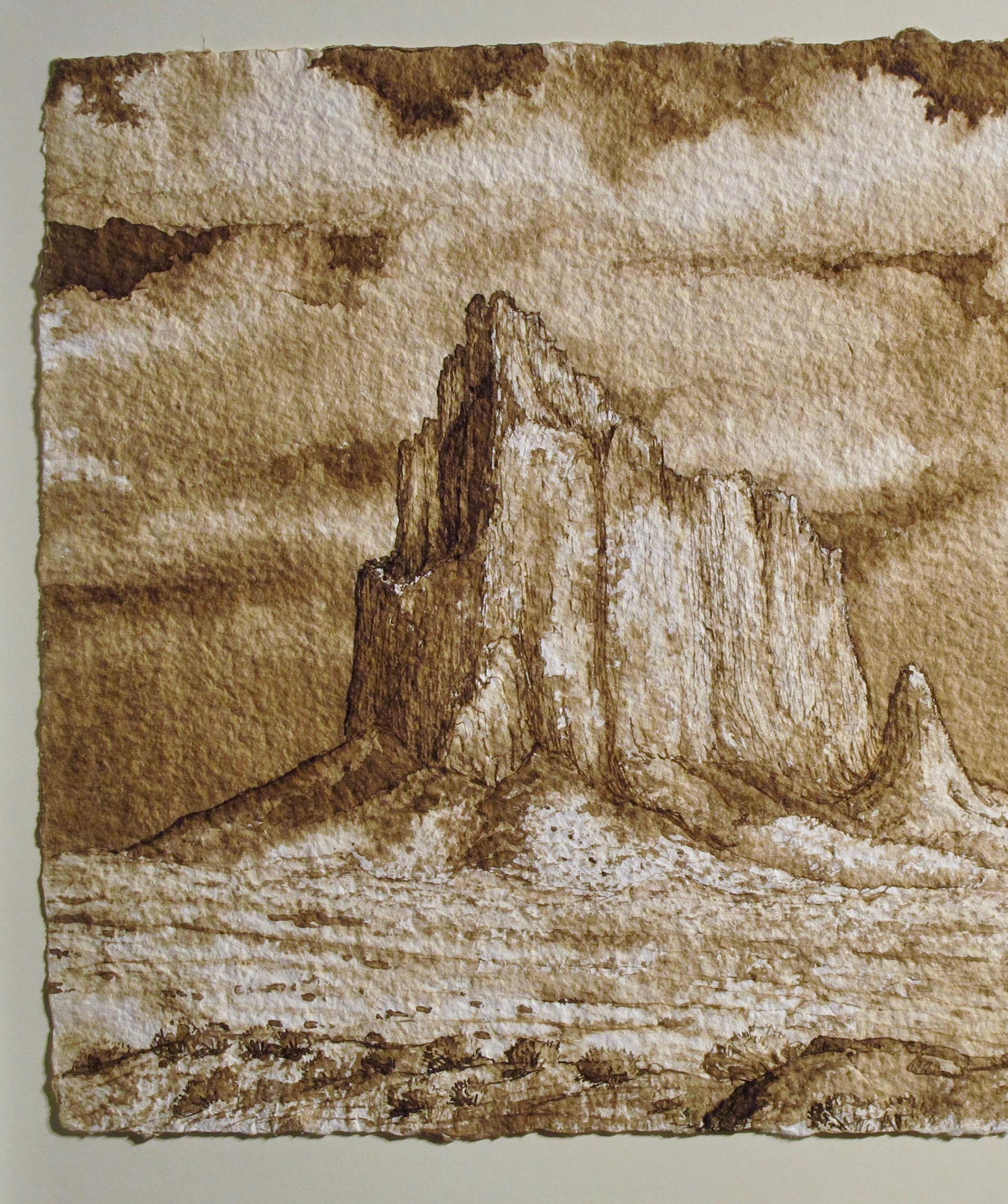 Ein weiteres Set von Monumenten, Tuschemalerei auf Papier, Wüstenlandschaft, braun (Zeitgenössisch), Art, von Helen Stanley