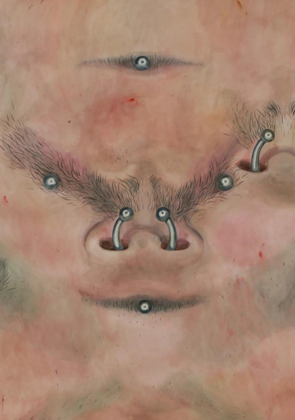 Cinco agujeros y labios sensuales, 2024 - Art de Katya Tsareva