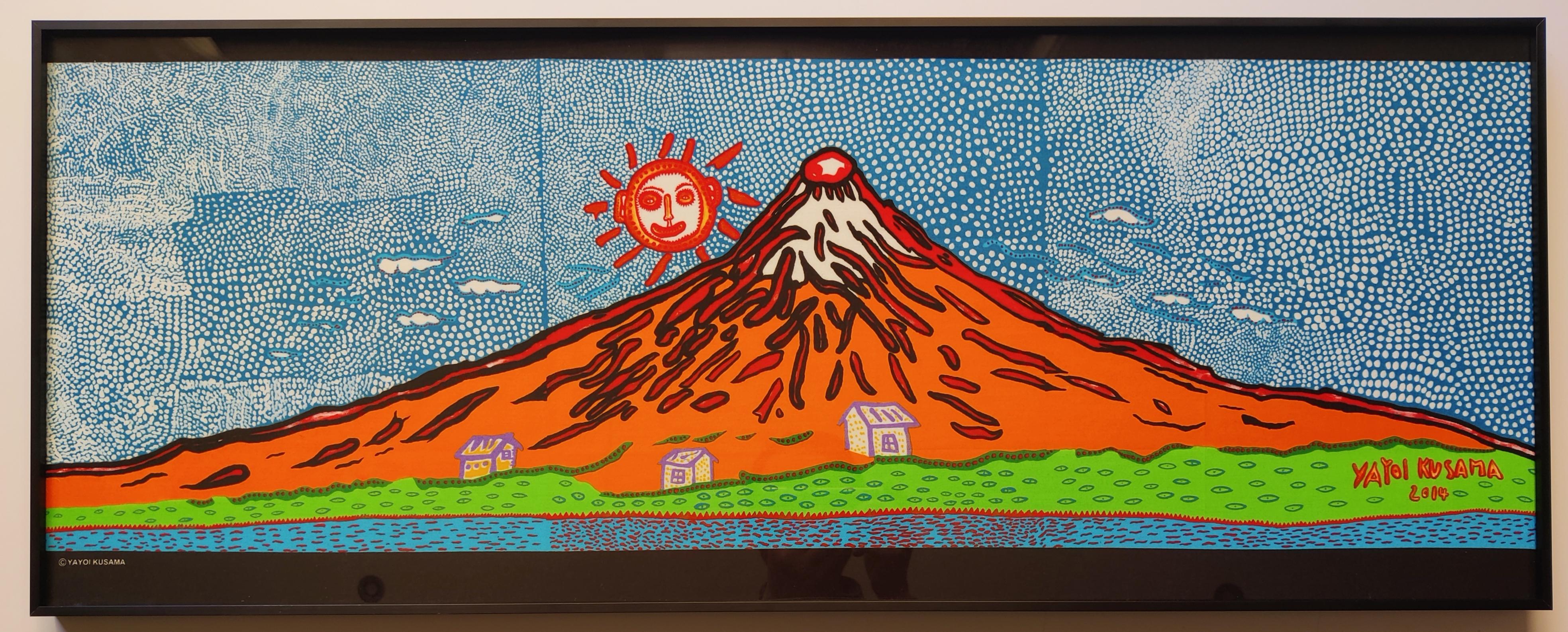 Yayoi Kusama
When Life Boundlessly Flares Up to the Universe, 2014
Print on the cotton towel
Size 92 x 34 x 2.5 cm
Framed with the black aluminium frame and the UV-protected acrylic glass  
published by 永樂屋, Japan
