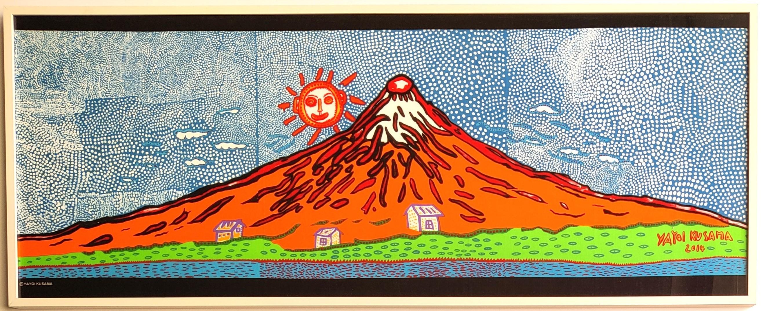 Yayoi Kusama
Cuando la vida brota sin límites hacia el Universo, 2014
Impresión en la toalla de algodón
Tamaño 93 x 36,4 x 2,5 cm
Con marco de aluminio blanco y cristal acrílico con protección UV  
publicado por 永樂屋, Japón