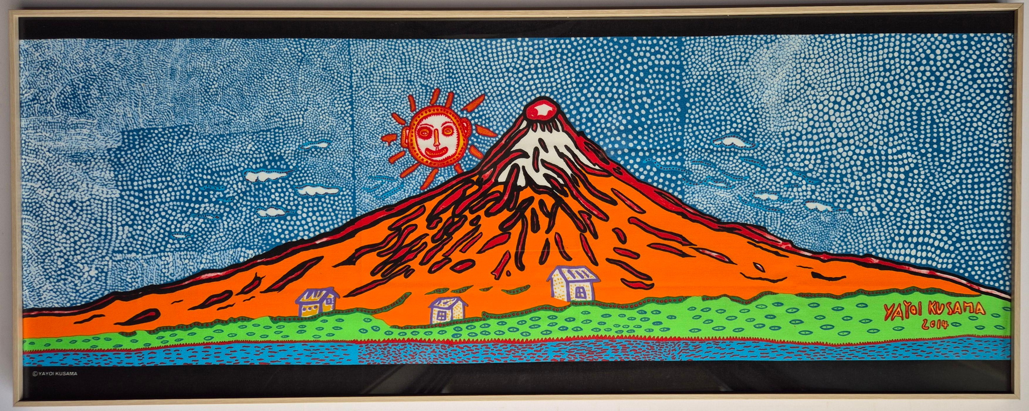 Yayoi Kusama
Cuando la vida brota sin límites hacia el Universo, 2014
Impresión en la toalla de algodón
Tamaño 93 x 36,4 x 2,5 cm
Con marco de aluminio tipo madera y cristal acrílico con protección UV  
publicado por 永樂屋, Japón