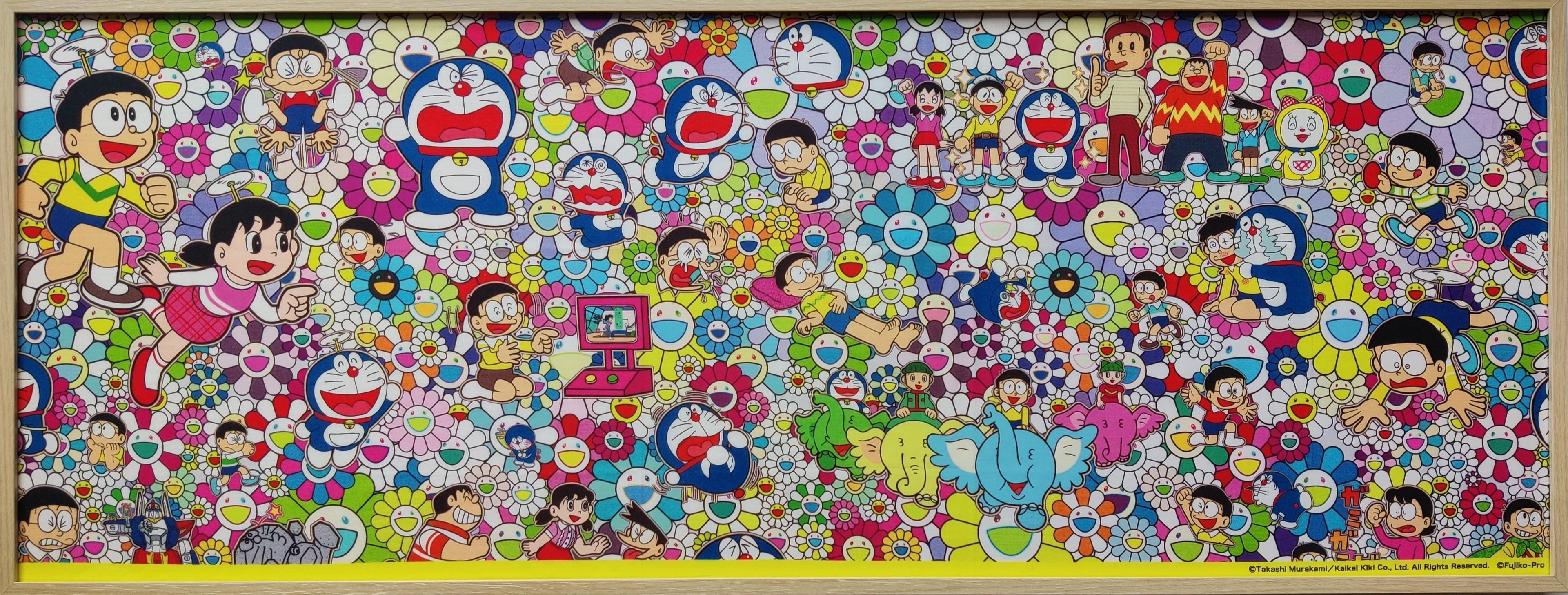 Takashi Murakami  x Doraemon 

Limited Edition for Exhibition Tokyo 2017

Material: 100% Cotton

Dimension: 89.5 x 32.5cm

Frame Dimension:  91.6 x 36.5 x 2.5 cm

Framed with a wood-style aluminium frame and UV-protected acrylic glass.