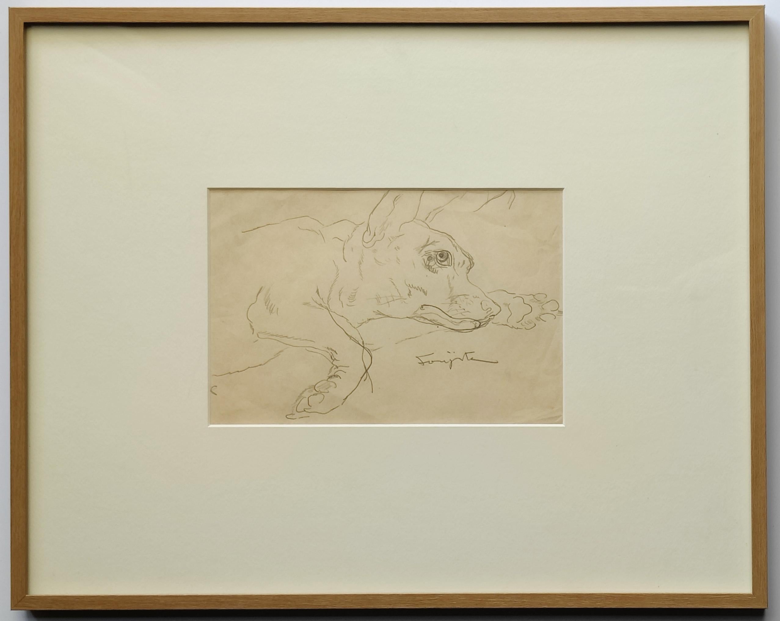 Léonard Tsuguharu Foujita -- Chien couché (Lying Dog) - Art by Leonard Tsuguharu Foujita