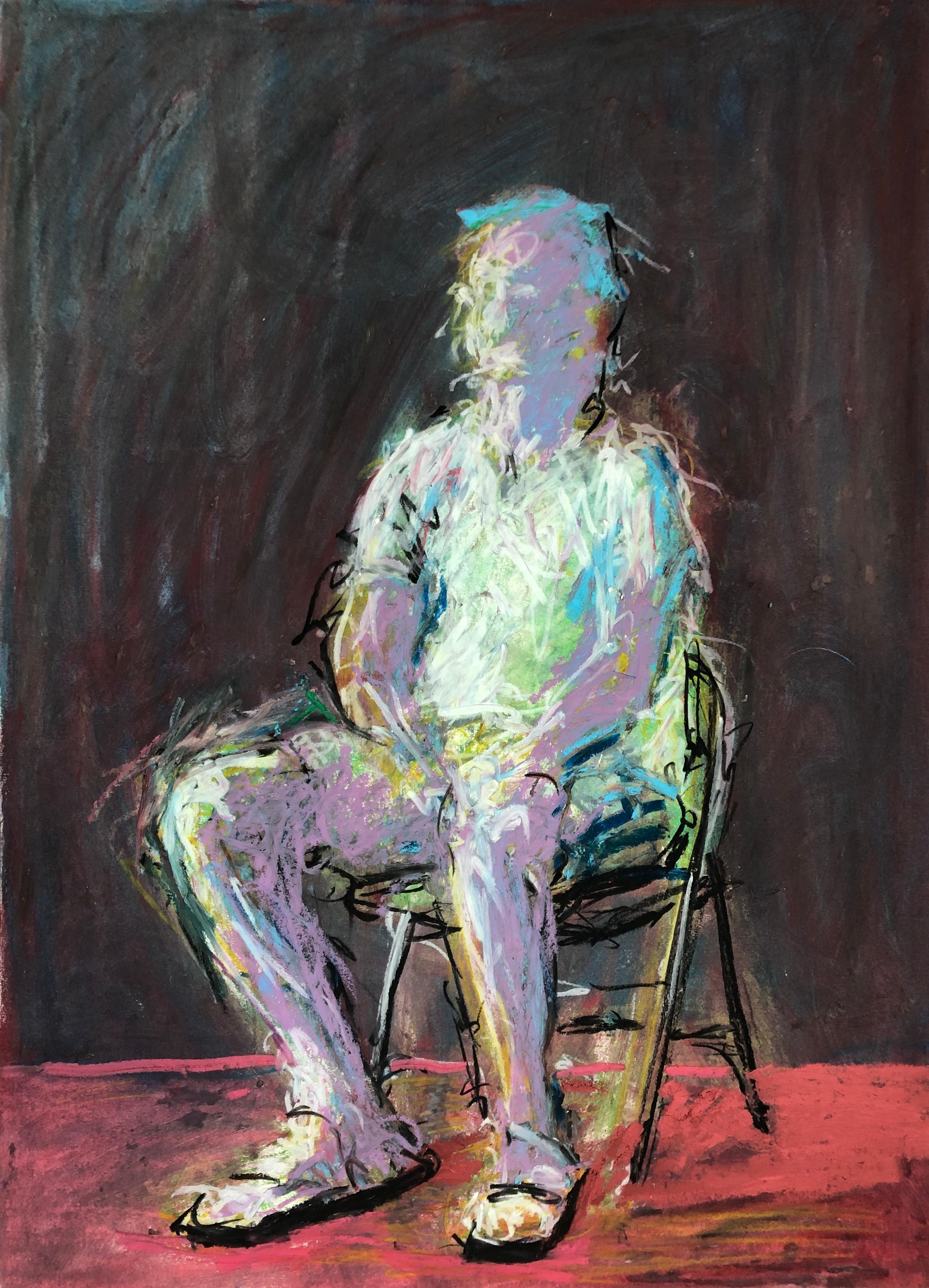 Rafael Saldarriaga Figurative Painting – Man In The Chair