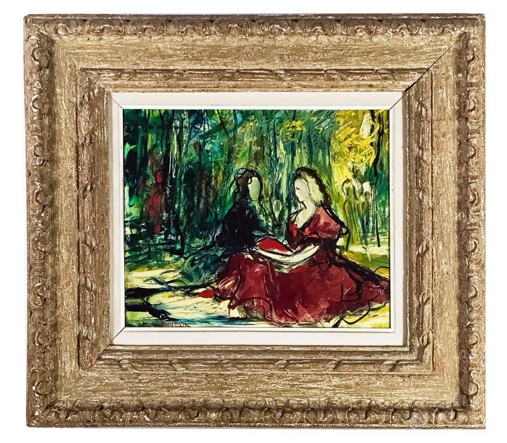 Michel Marie Poulain Landscape Painting - Women In Paris French Expressionist Oil Painting