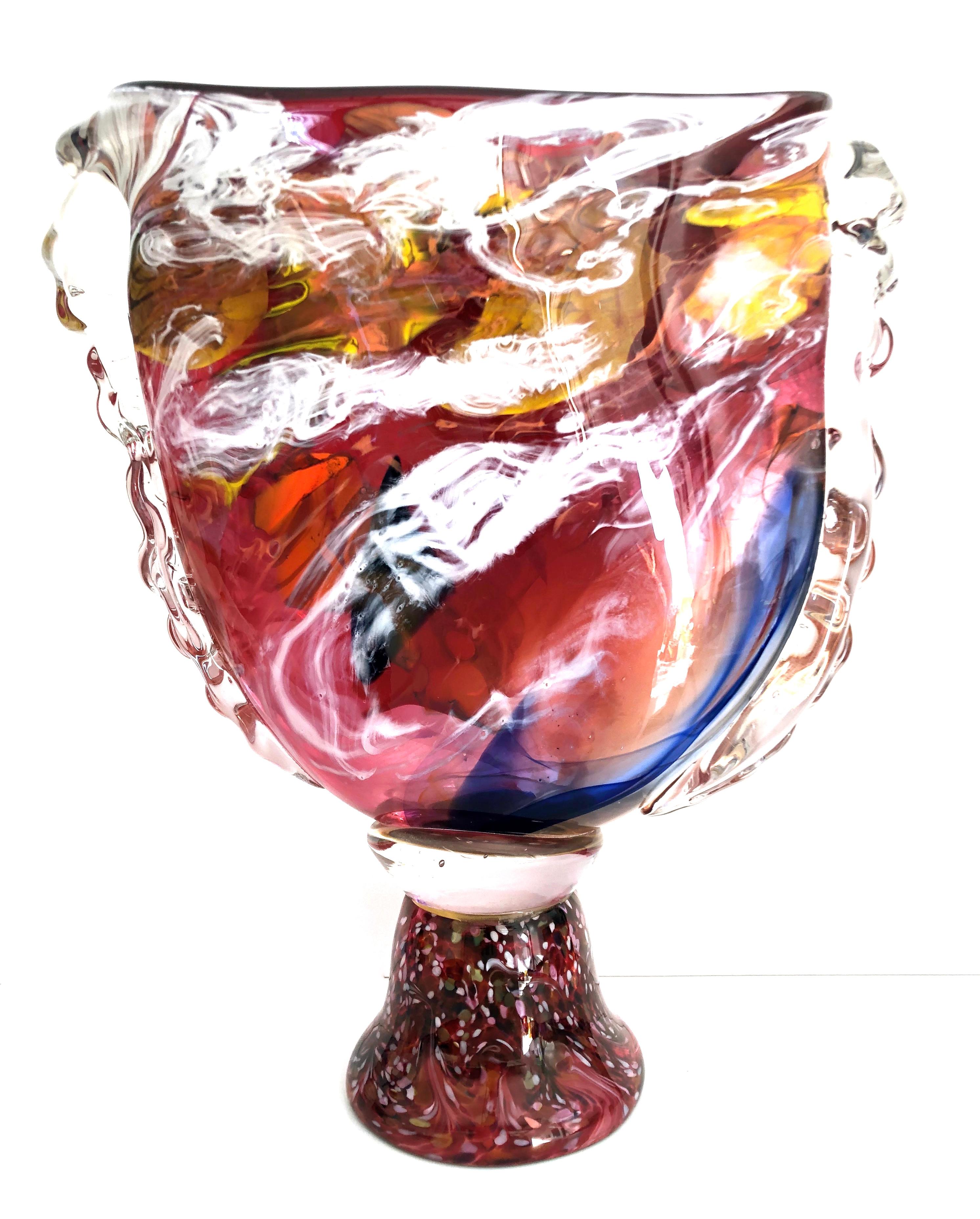 Large Abstract Art Glass Vase  - Sculpture by Vasile Laznianu