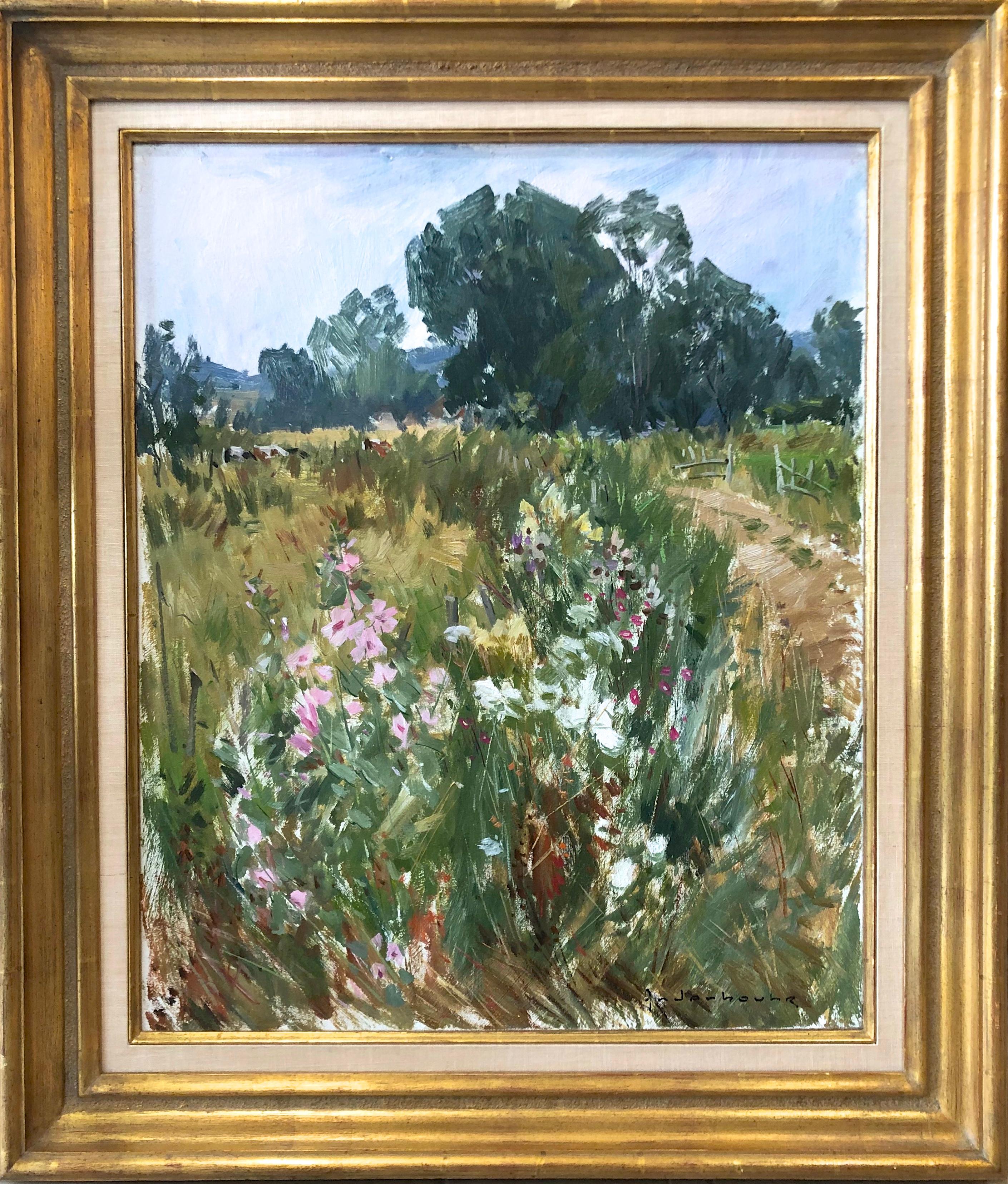 Paul Jean Anderbouhr Landscape Painting - Landscape With Flowers French Impressionist