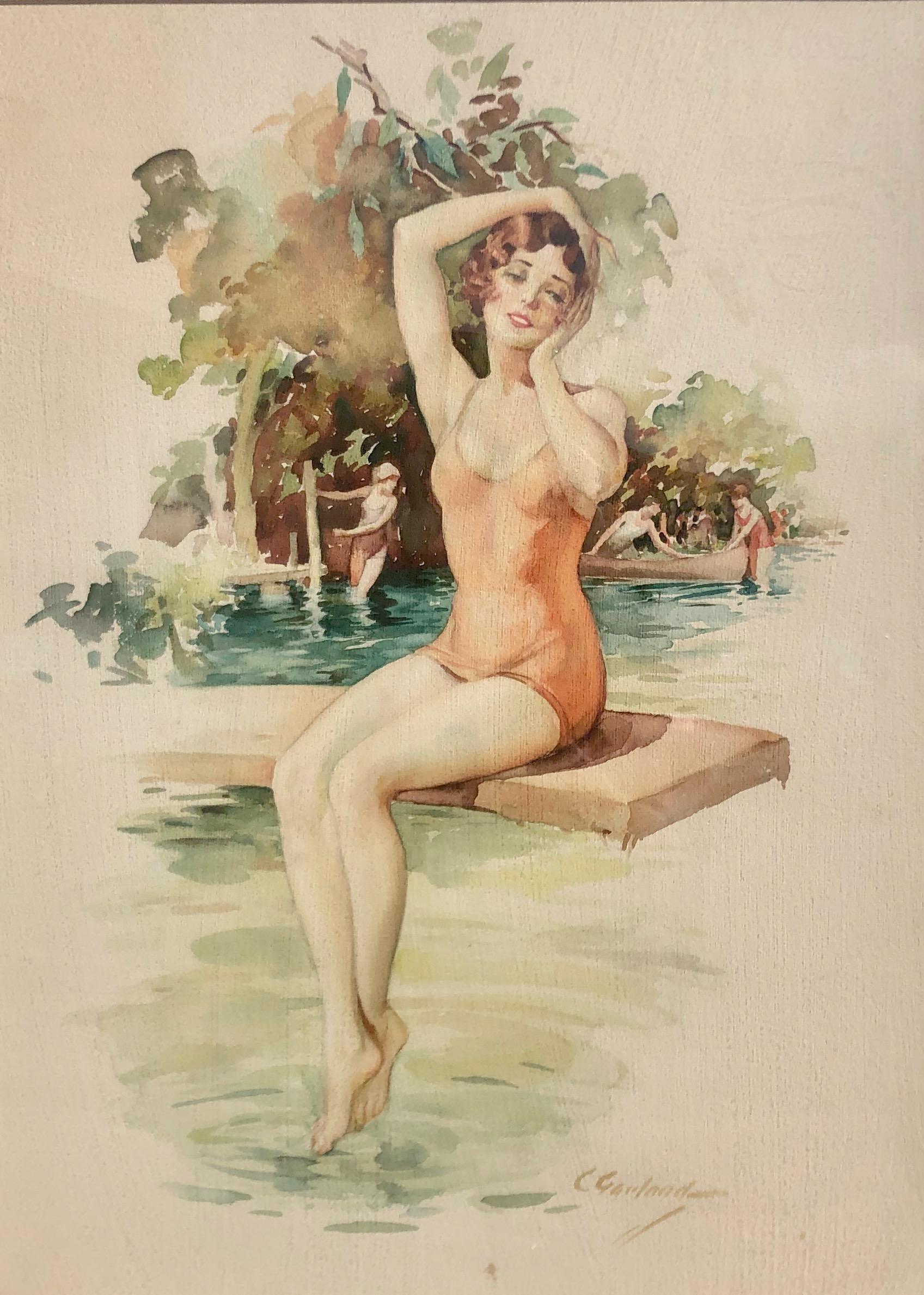 Summer Swim Watercol - Art by Charles Garland