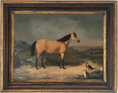  Horse Portrait With A Dog In The Landscape