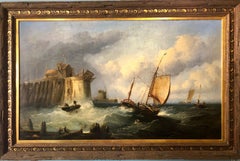 Yorkshire Coast Marine Large English School Seascape Painting