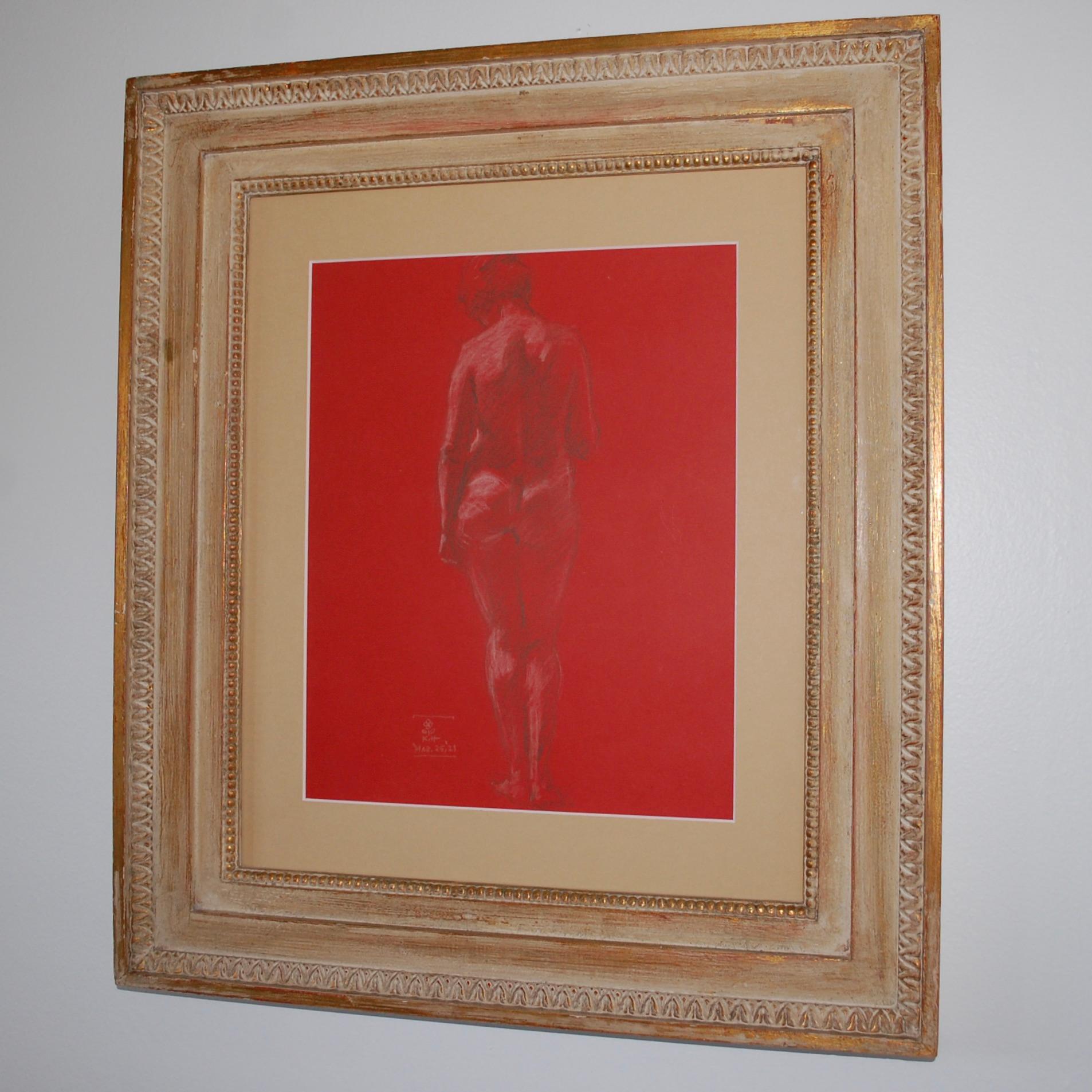  Nude Drawings On Red Paper - Art by George Kenneth Hartwell 