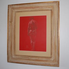 Antique  Nude Drawings On Red Paper