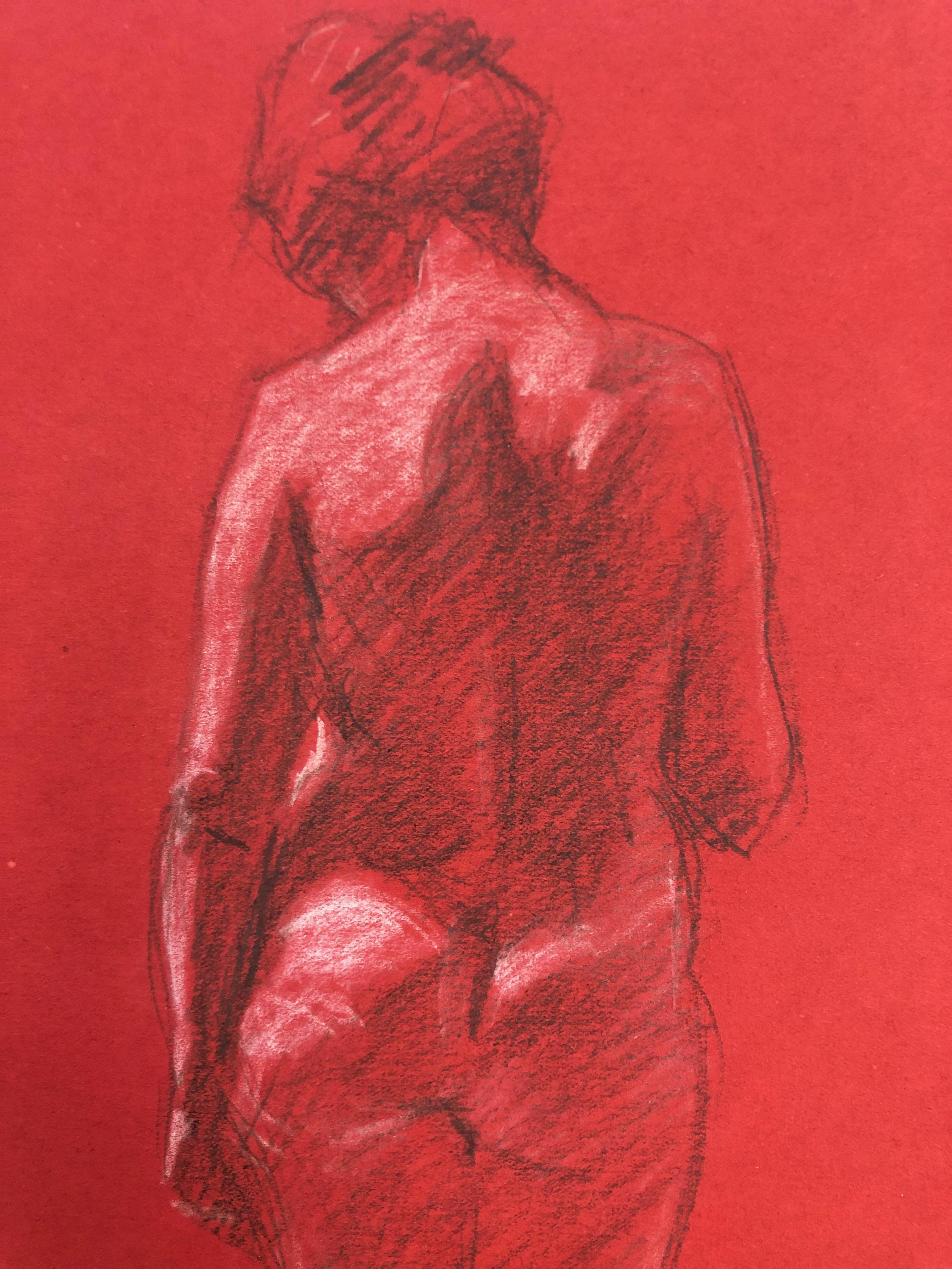  Nude Drawings On Red Paper For Sale 1