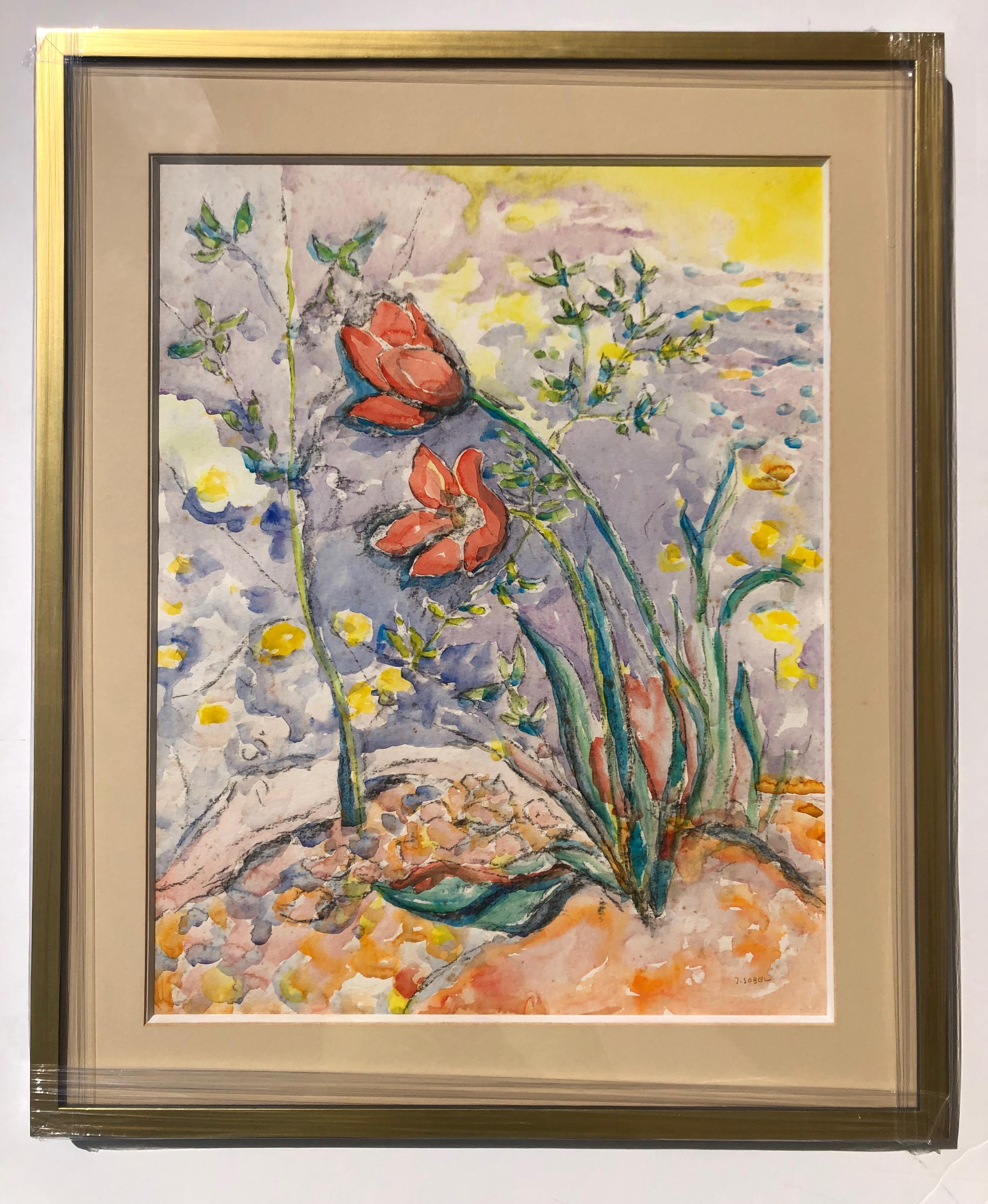 Tulipes rouges Aquarelle sur papier en vente 3