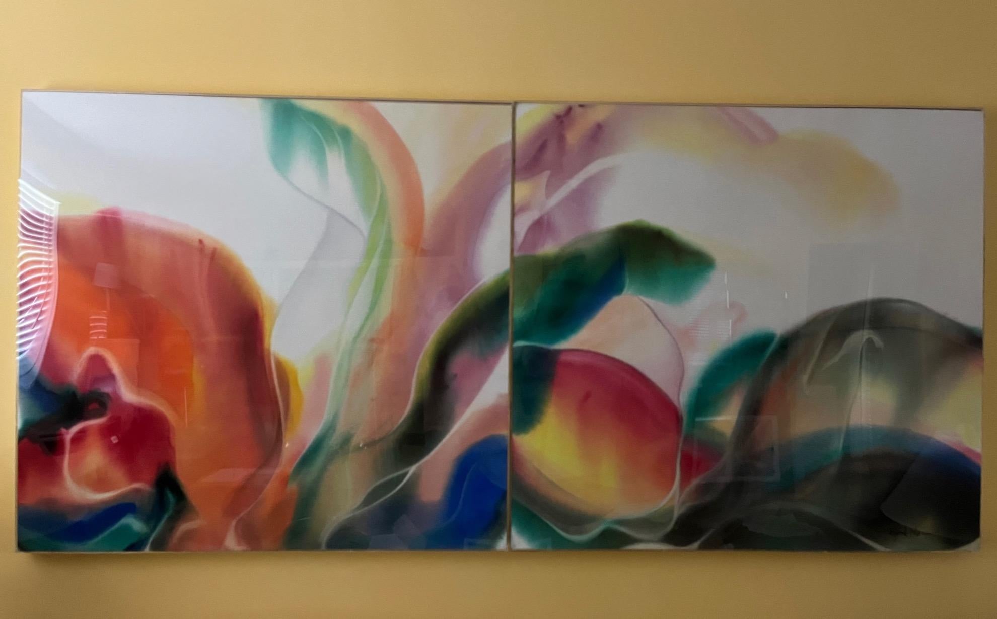 Diptych Large Abstract Painting On Paper - Art by Frank Monaco