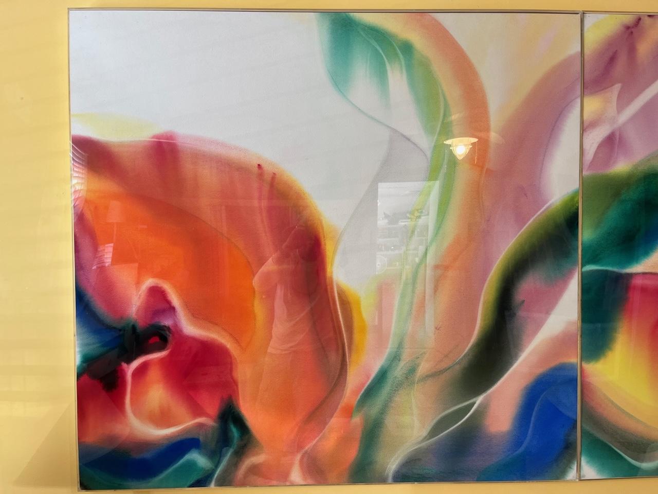  Diptych Large Abstract Painting On paper
Abstract watercolor on French Arches rag paper artist signed. Framed under plexiglass.
Frank Monaco.
Studied and worked with Marilyn Stiles of The Art Institute of Chicago/ Art History
Painting, Museum