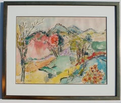 Mountain View Landscape Watercolor 1960