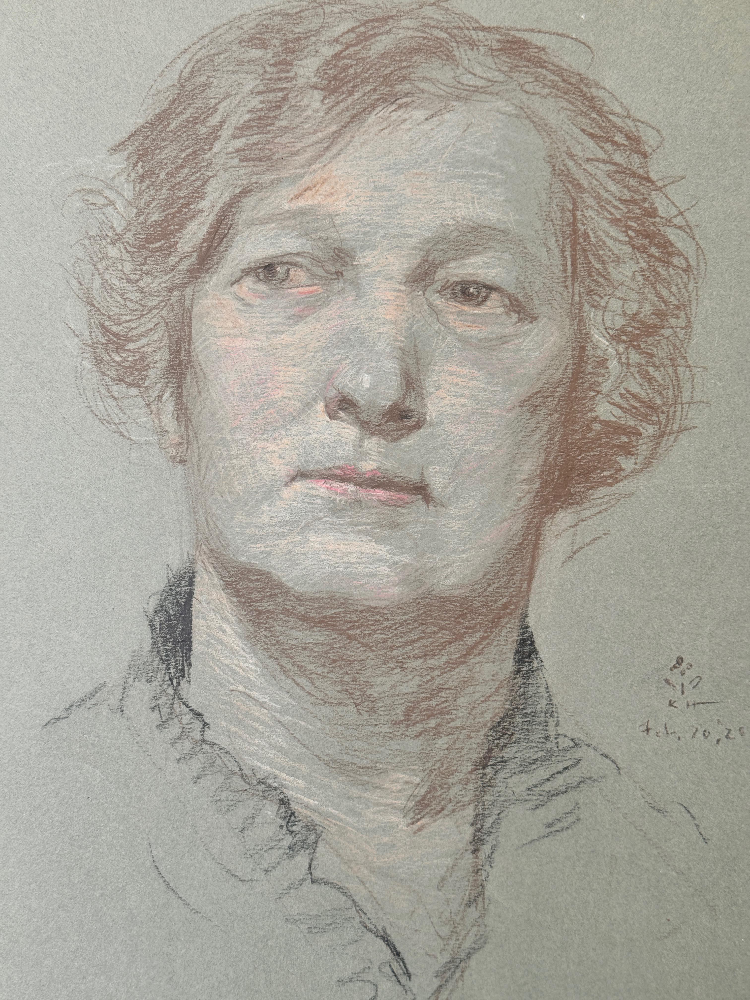 Portrait Of A Woman Pencil Drawing - American Modern Art by George Kenneth Hartwell 