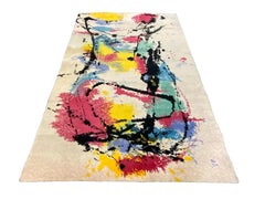 Vintage Mid-Century Abstract Composition Wool Tapestry Carpet