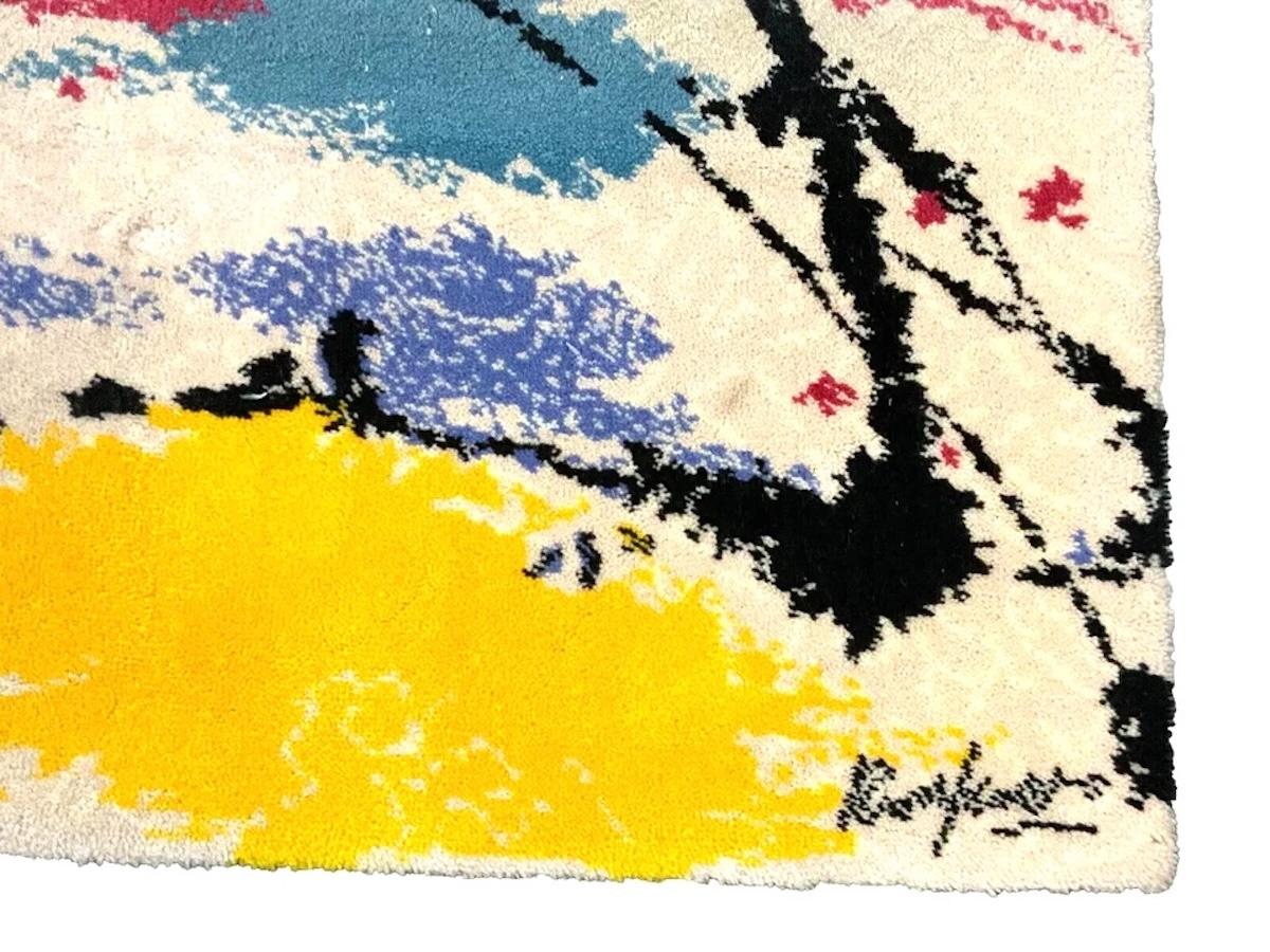 Robert Jacobson 
Danish, 1912–1993
Abstract Composition, 1950
Wool tapestry/Carpet
108 L  x 71 W in. 
Multicolored hues to the obverse. 
Signed
Woven by Danish Ege Axminster 