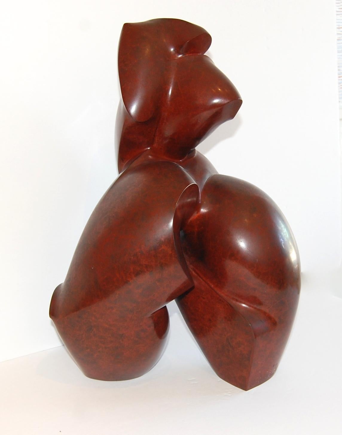 Kubistische Aktskulptur aus Bronze – Sculpture von Dominique Polles 