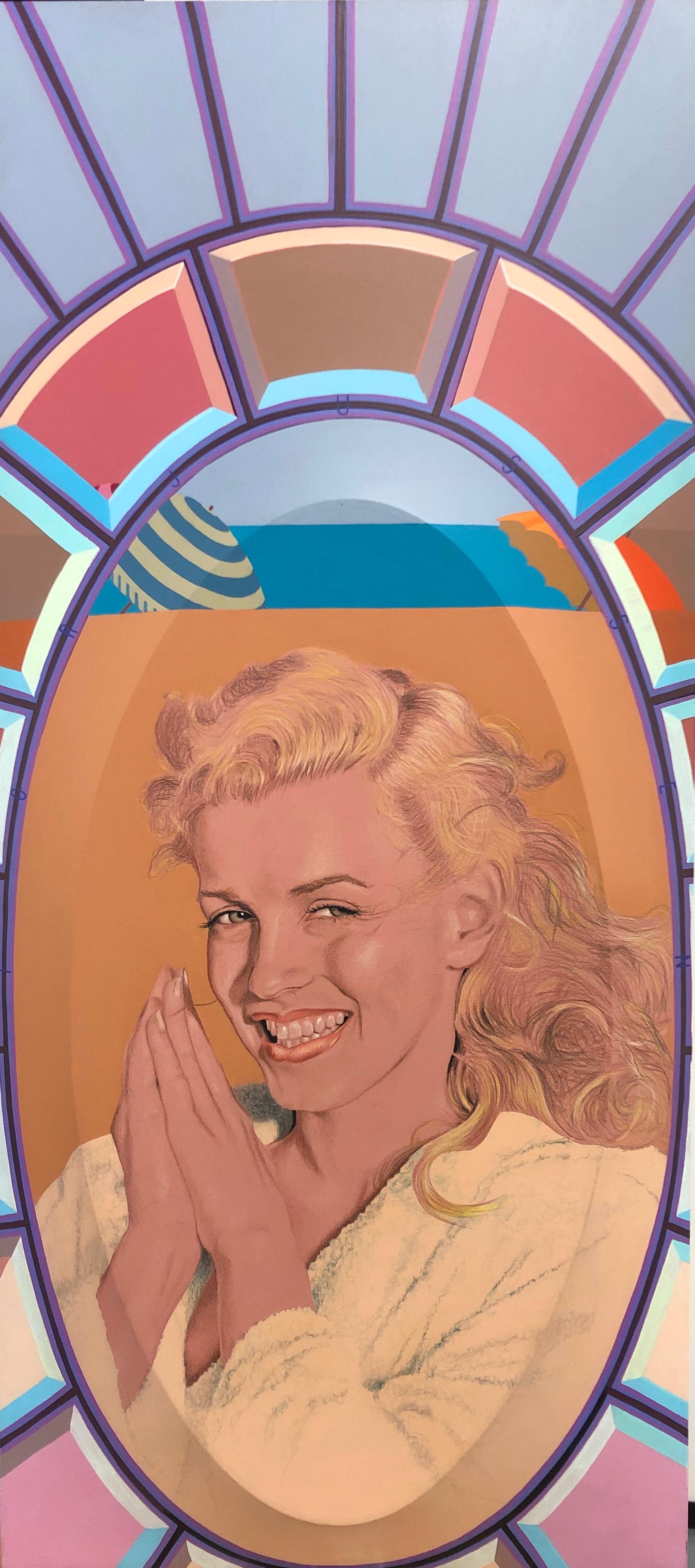 Portrait Painting de George Torjussen - Marilyn en albornoz de rizo Norma Jean