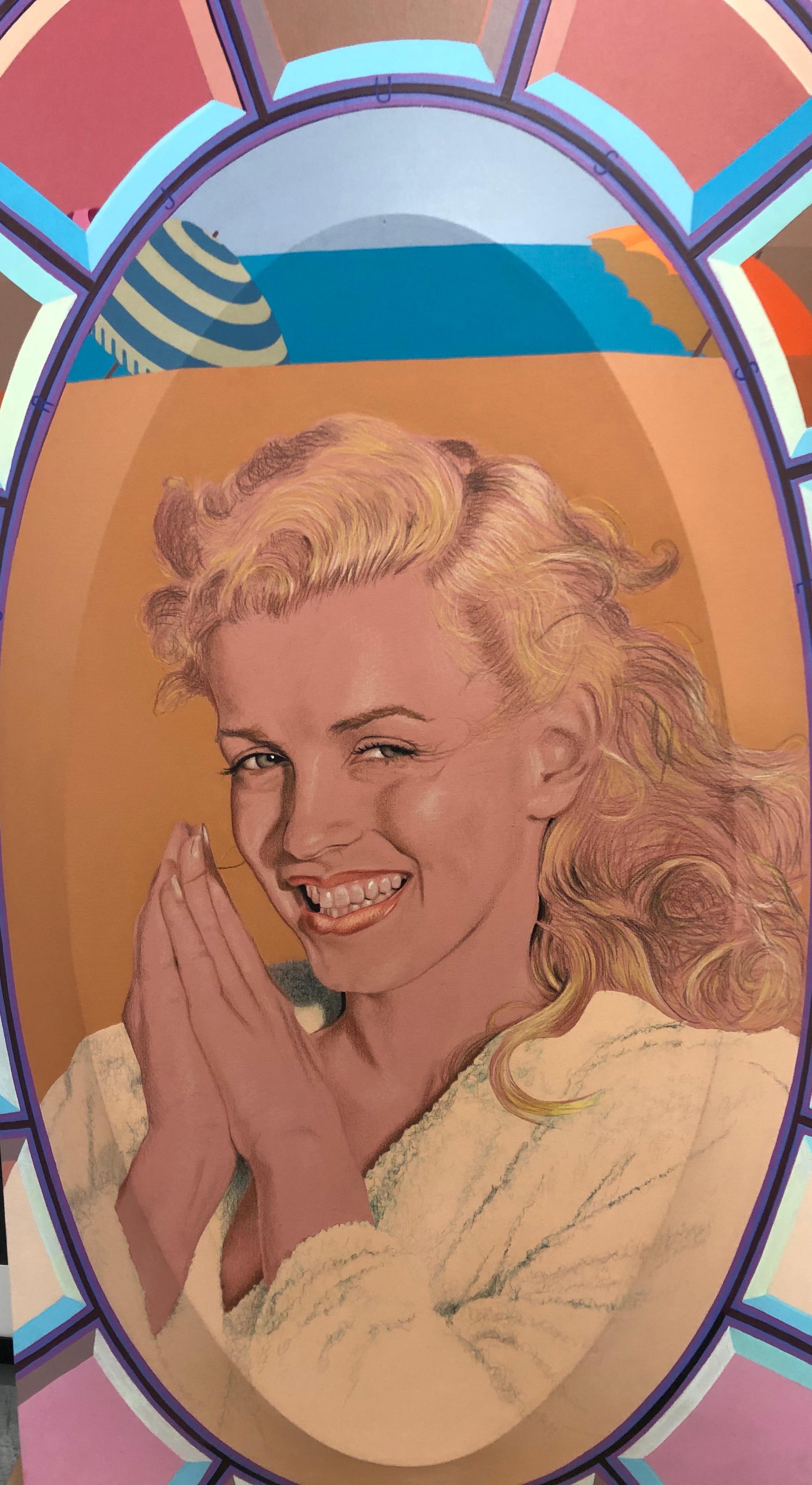 Marilyn en albornoz de rizo Norma Jean - Painting de George Torjussen