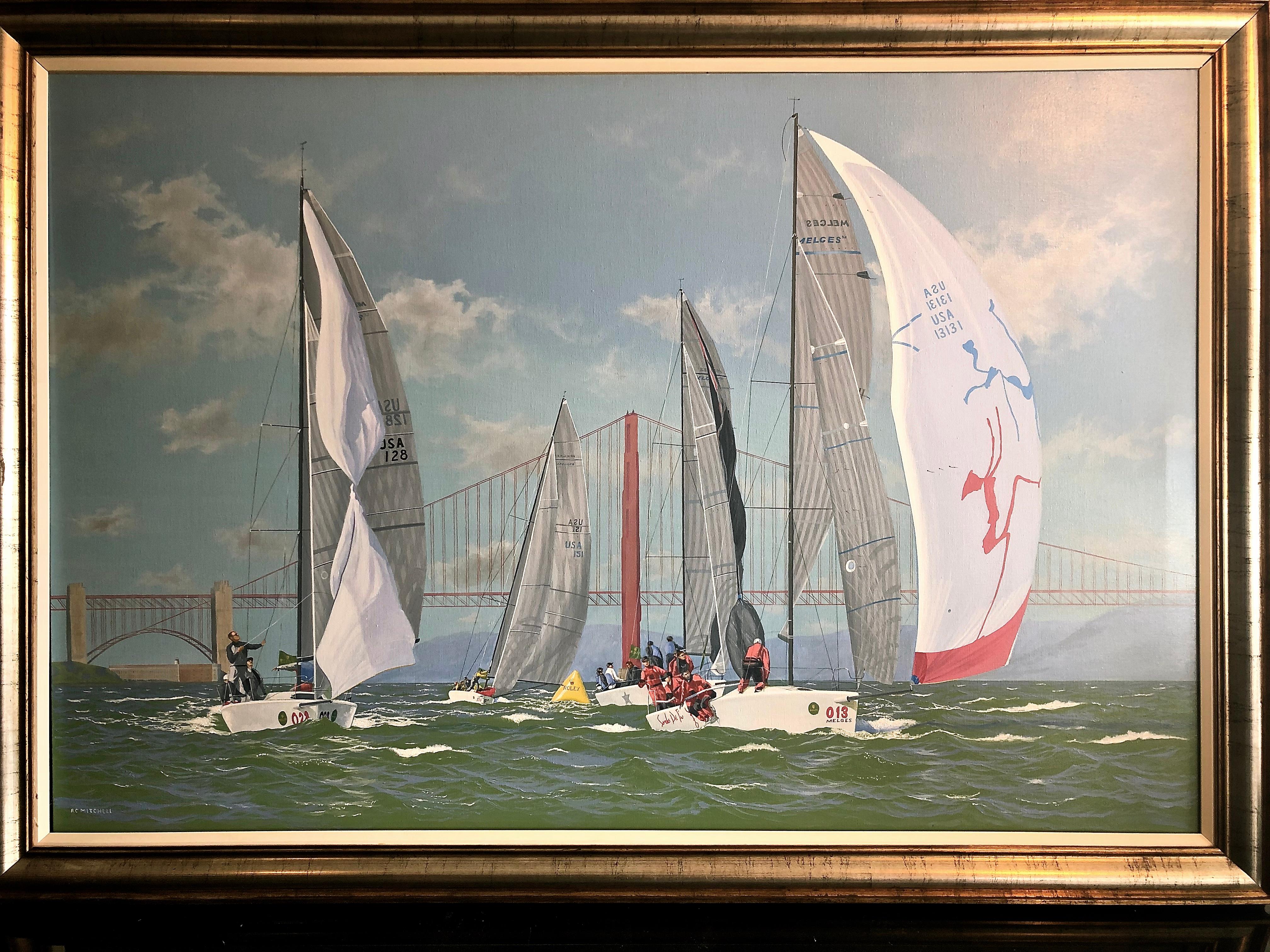 Nautor Swan Cowes Regatta - Painting by Ronald Charles Mitchell