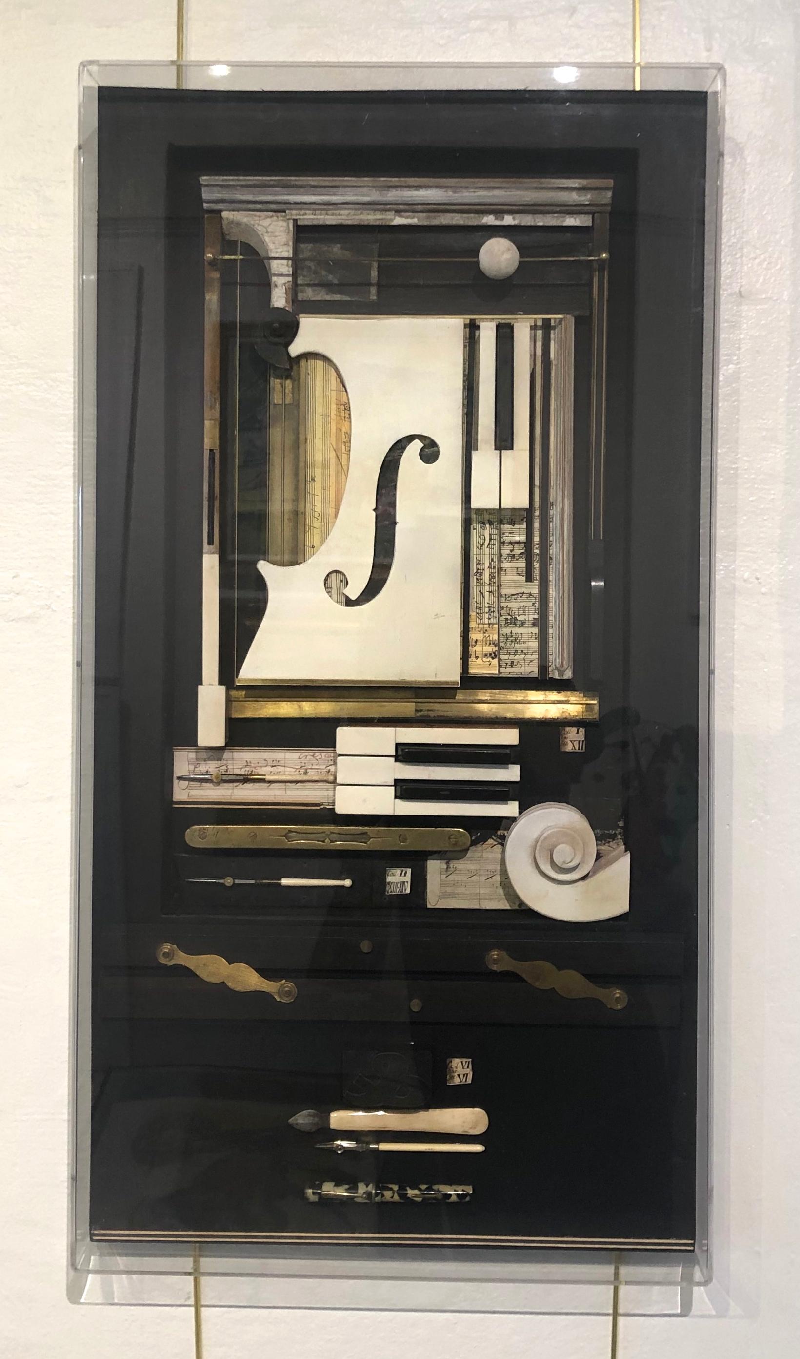 Musik-Nacht-Komposition 3D-Kunstskulptur (Assemblage), Mixed Media Art, von Erik J. Erikson