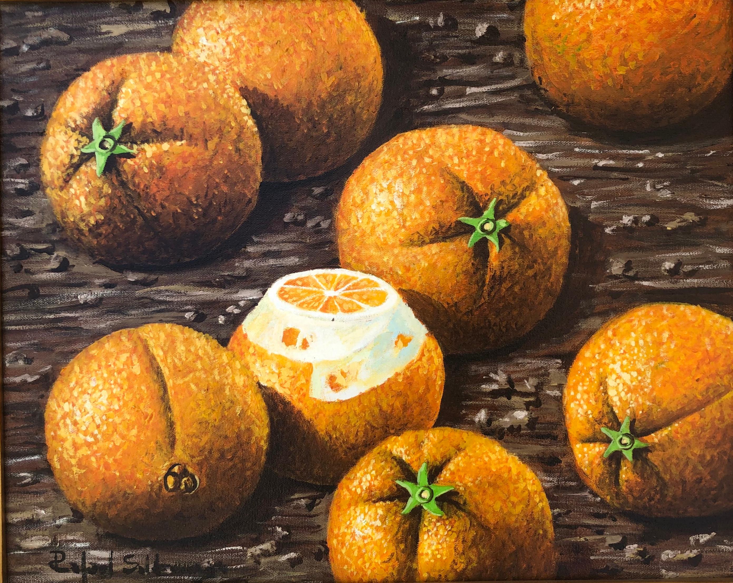 Still Life with Oranges - Painting by Rafael Saldarriaga