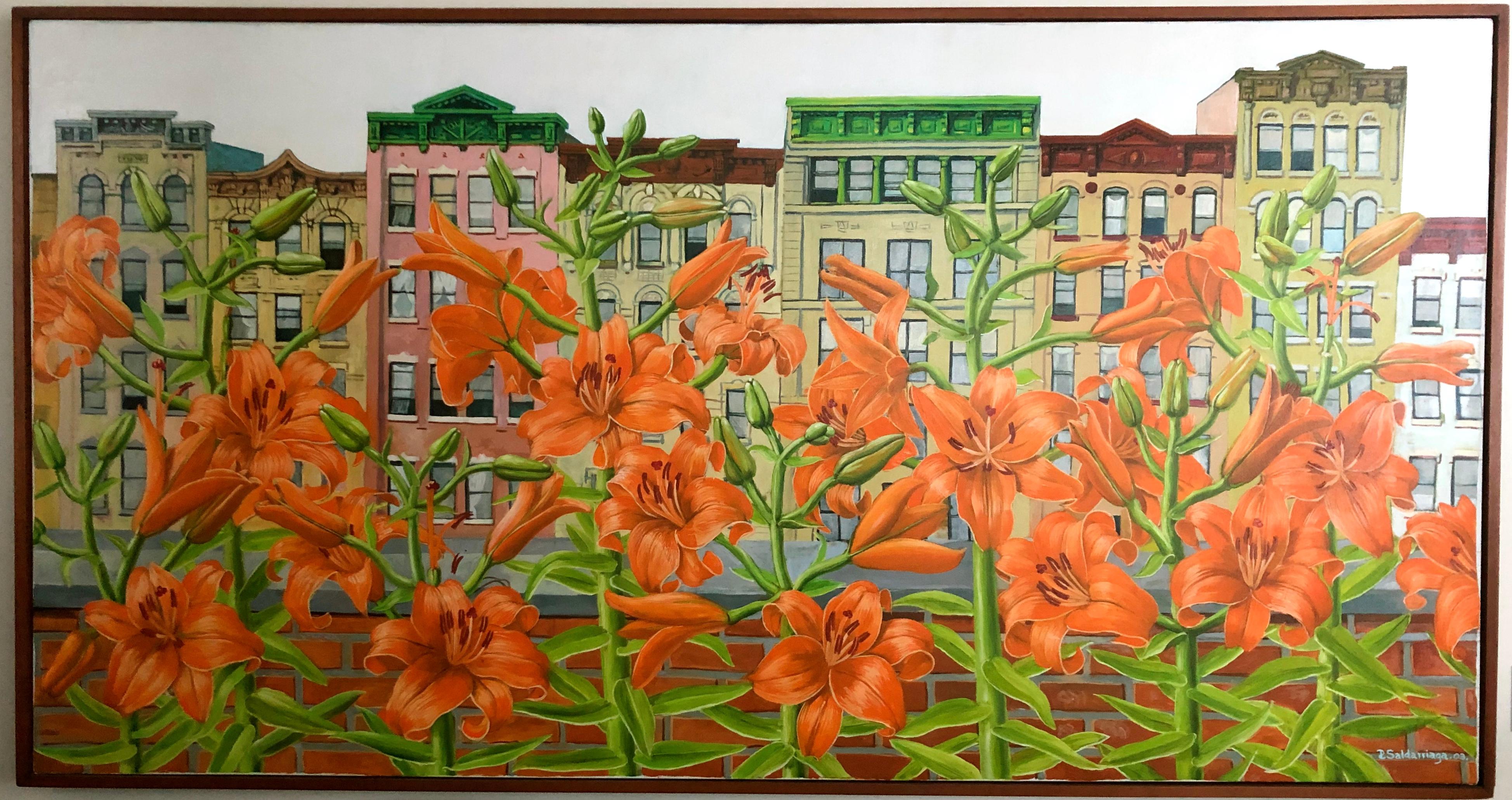 Rafael Saldarriaga Still-Life Painting -  Lilies In East Village New York 