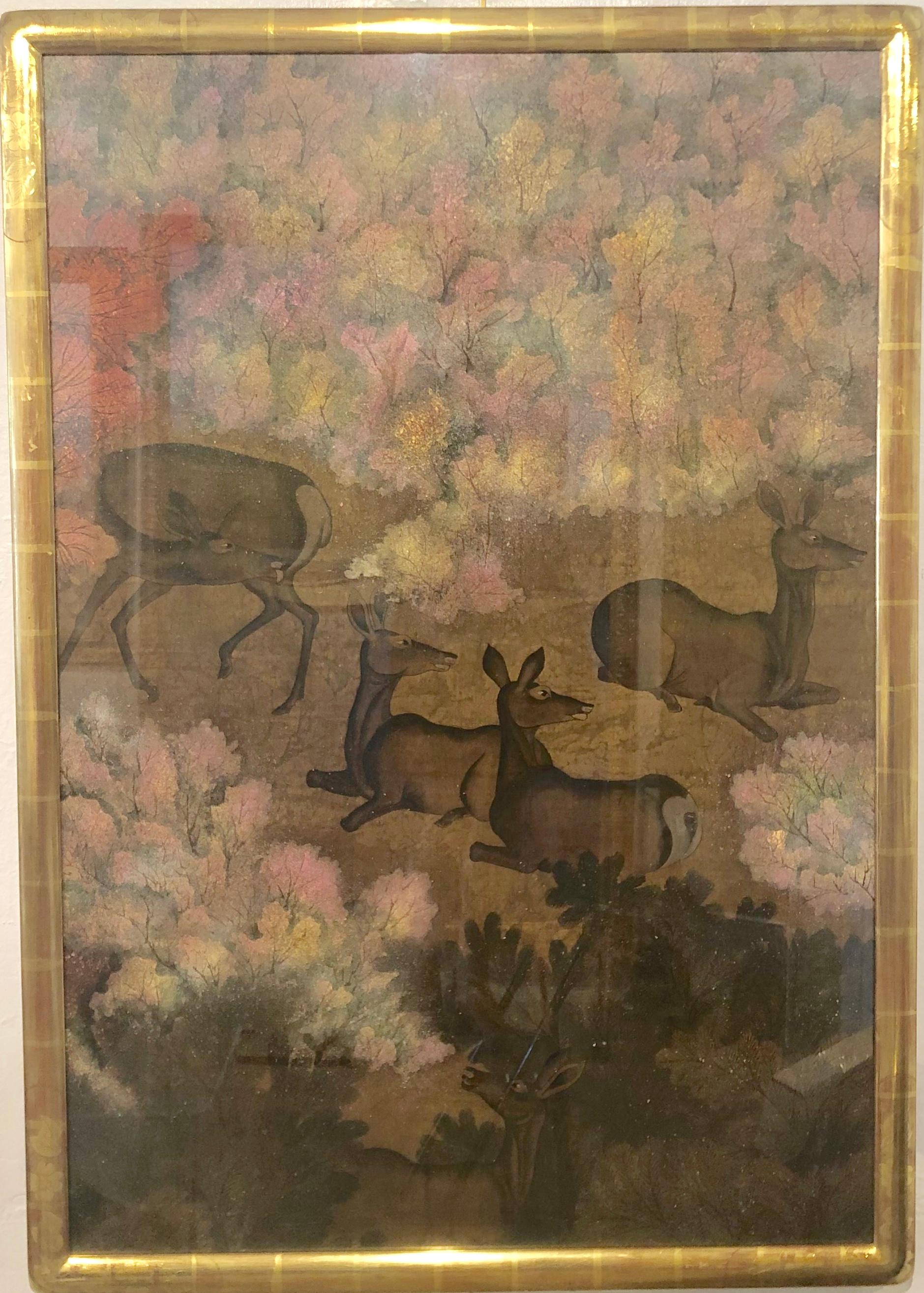 Reno En El Bosque Chino - Landscape Painting Marrón de Ma Hai Feng 