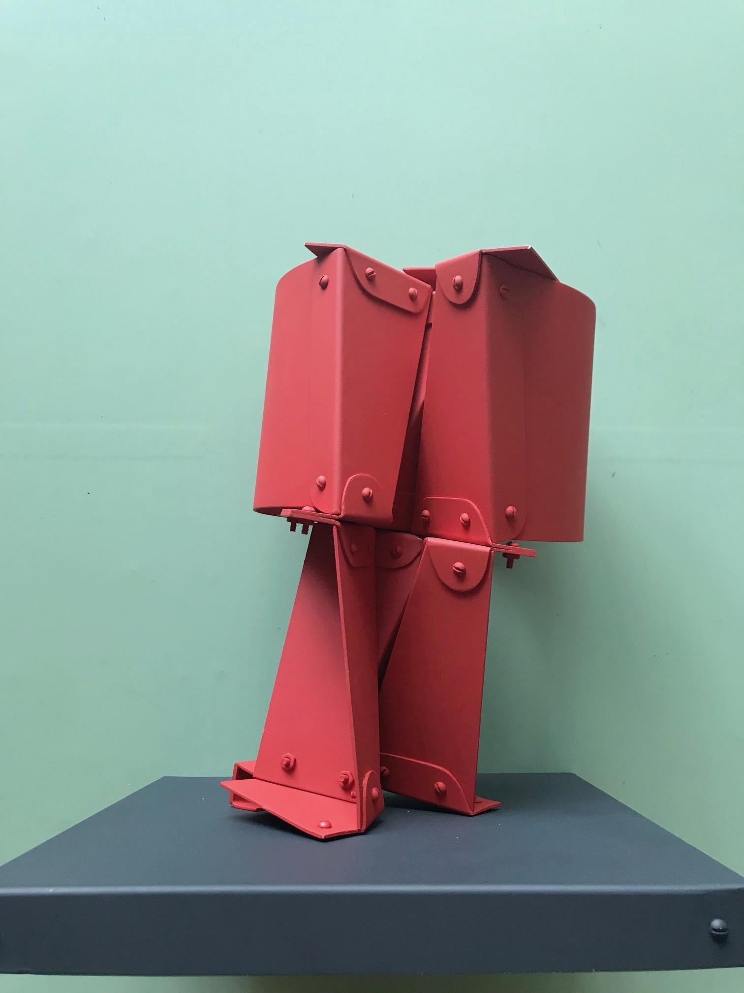  Navegante - Navigator, red modern abstract aluminum sculpture, signed and dated 1977,  AP.
Negret studied at the School of Fine Arts in Cali between 1938 and 1943. The following year, he met in his hometown the Basque sculptor Jorge Oteiza , who