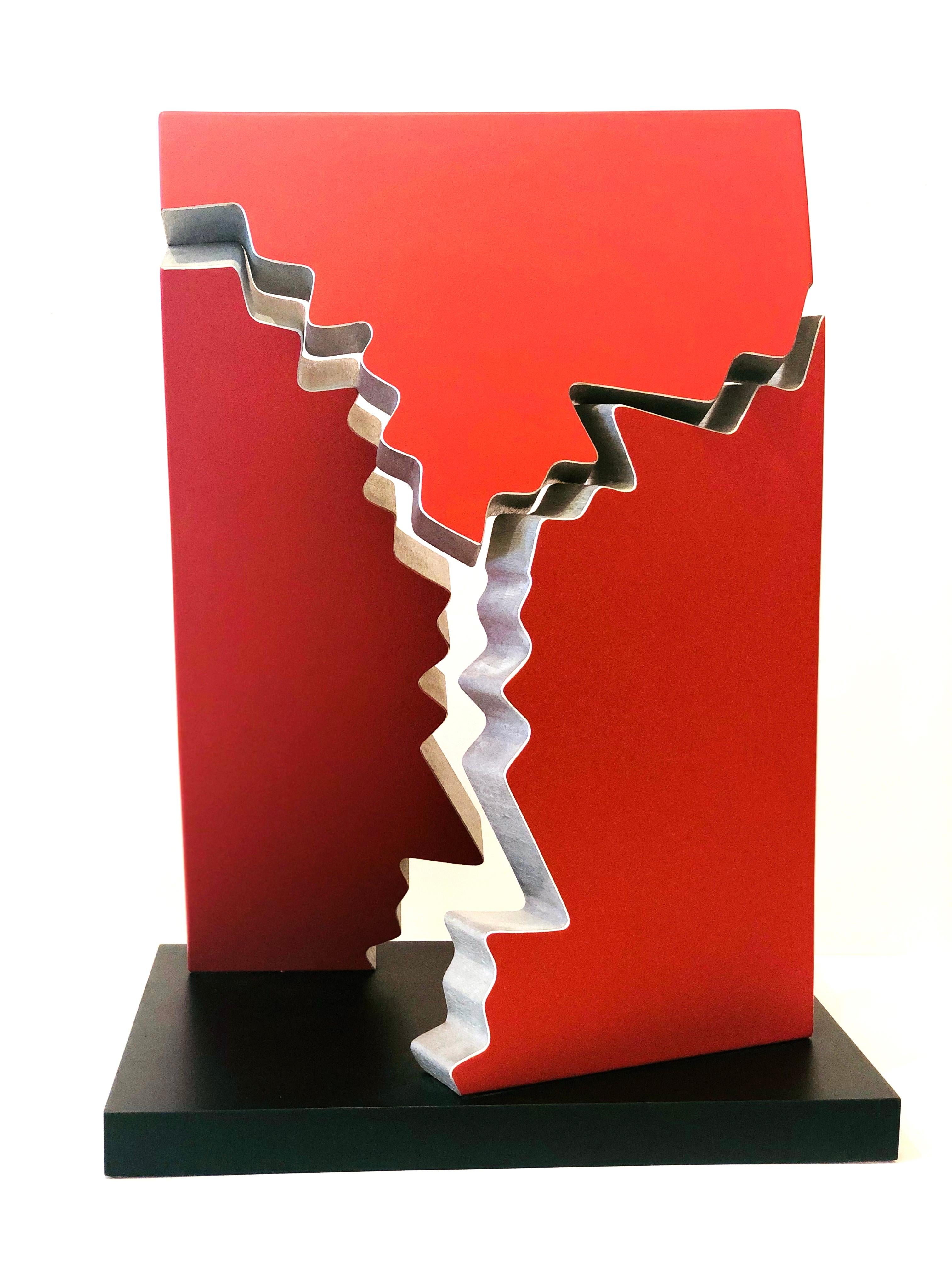 Paul Sisko Abstract Sculpture -  Fractured Series Red Sculpture 