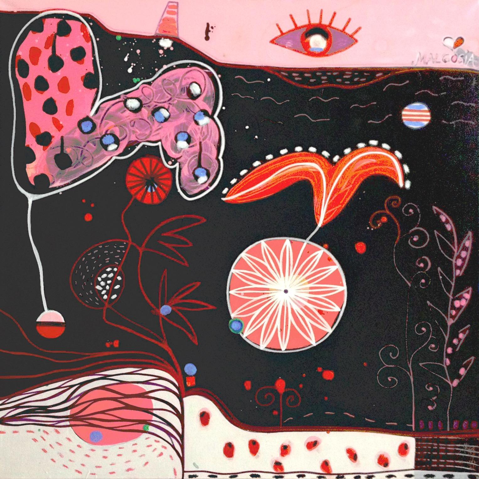 Sabato sera si balla - Figurative Painting Beige di Malgosia Kiernozycka
