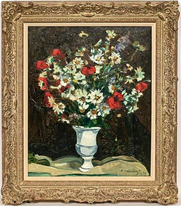 Robert Mendoze Still-Life Painting -  Flowers Bouquet De Fleurs Champs