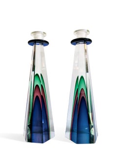  Luigi Onesto Murano Glass Candlesticks