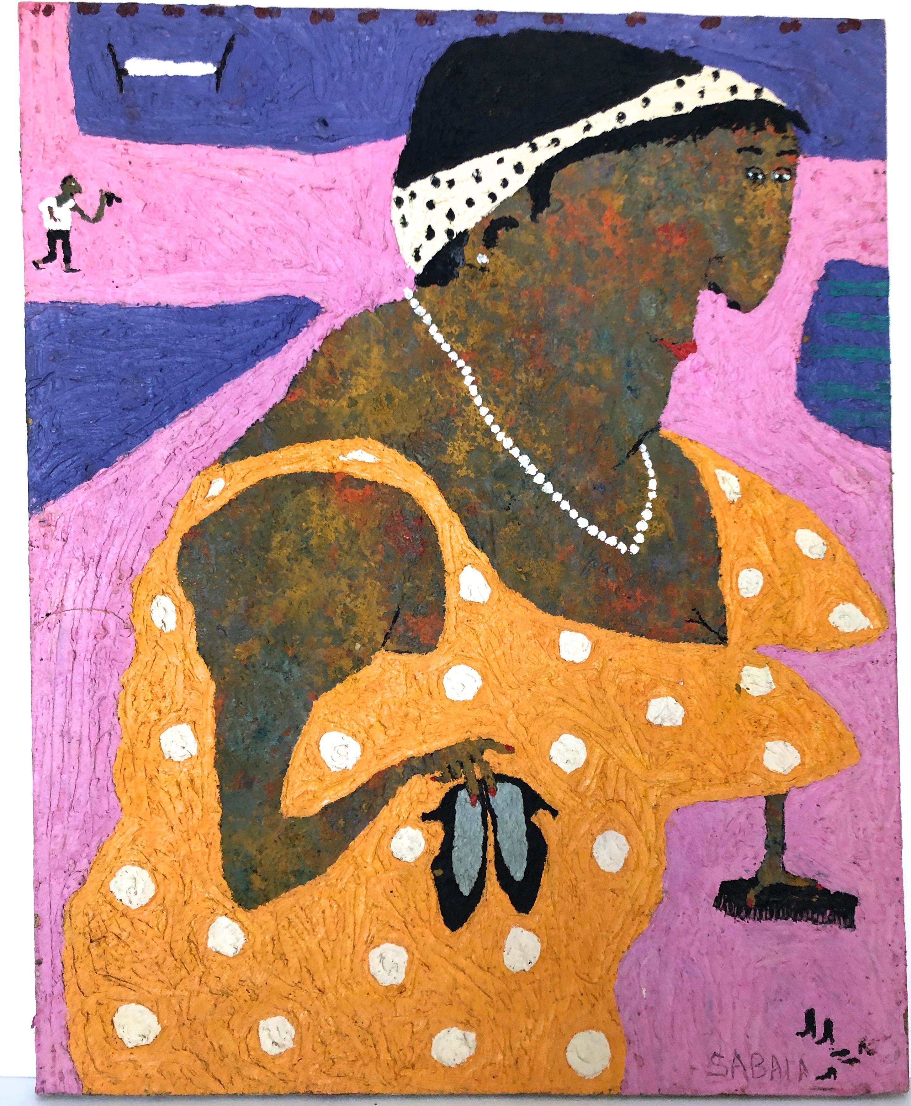Mujer Y Zapatos Negros - Painting Moderno de Elisabeth Sabala
