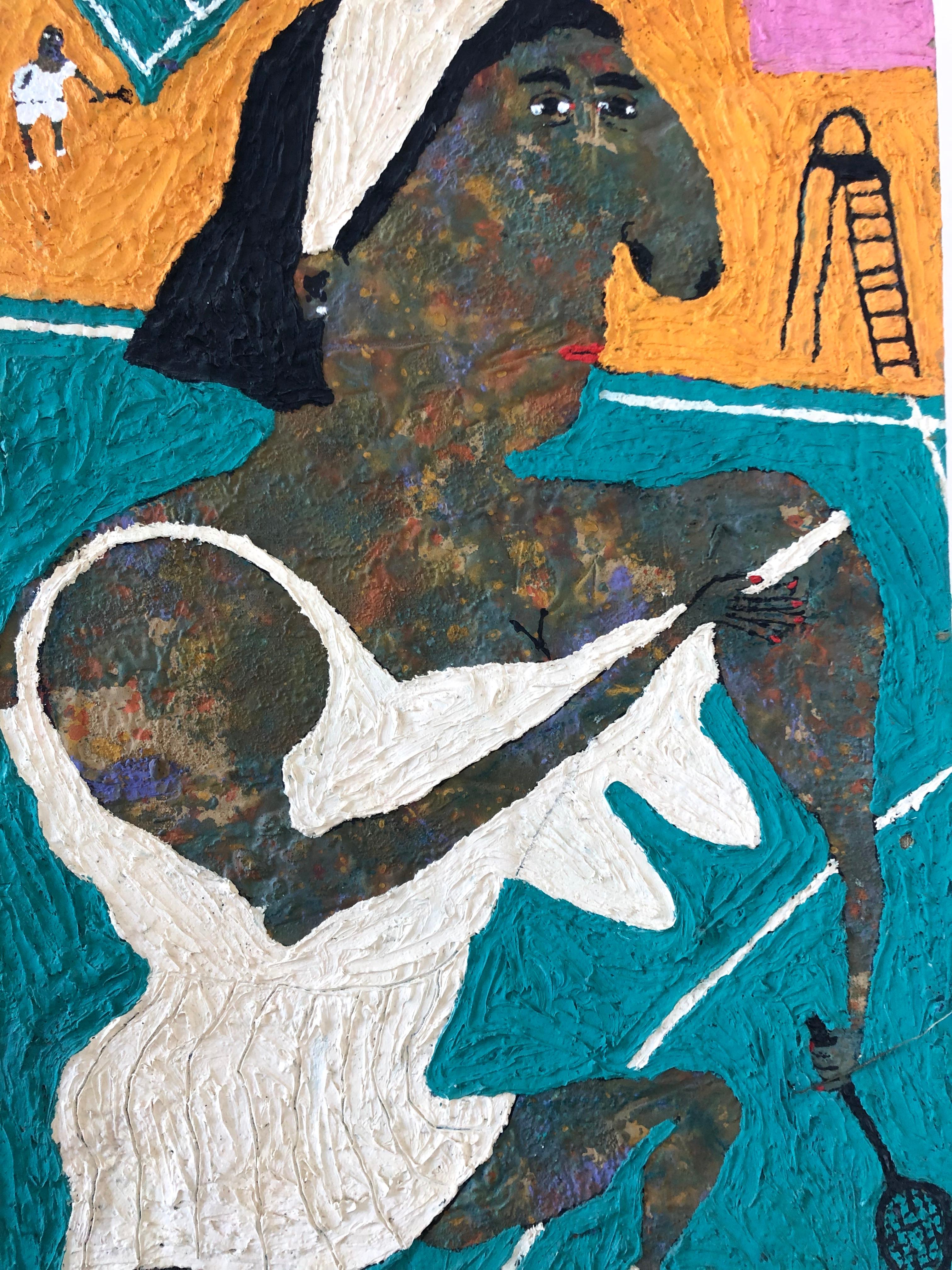 Figurative Painting de Elisabeth Sabala - Jugar al tenis