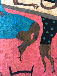 At The Bar Large Modern Spanish Oil Painting