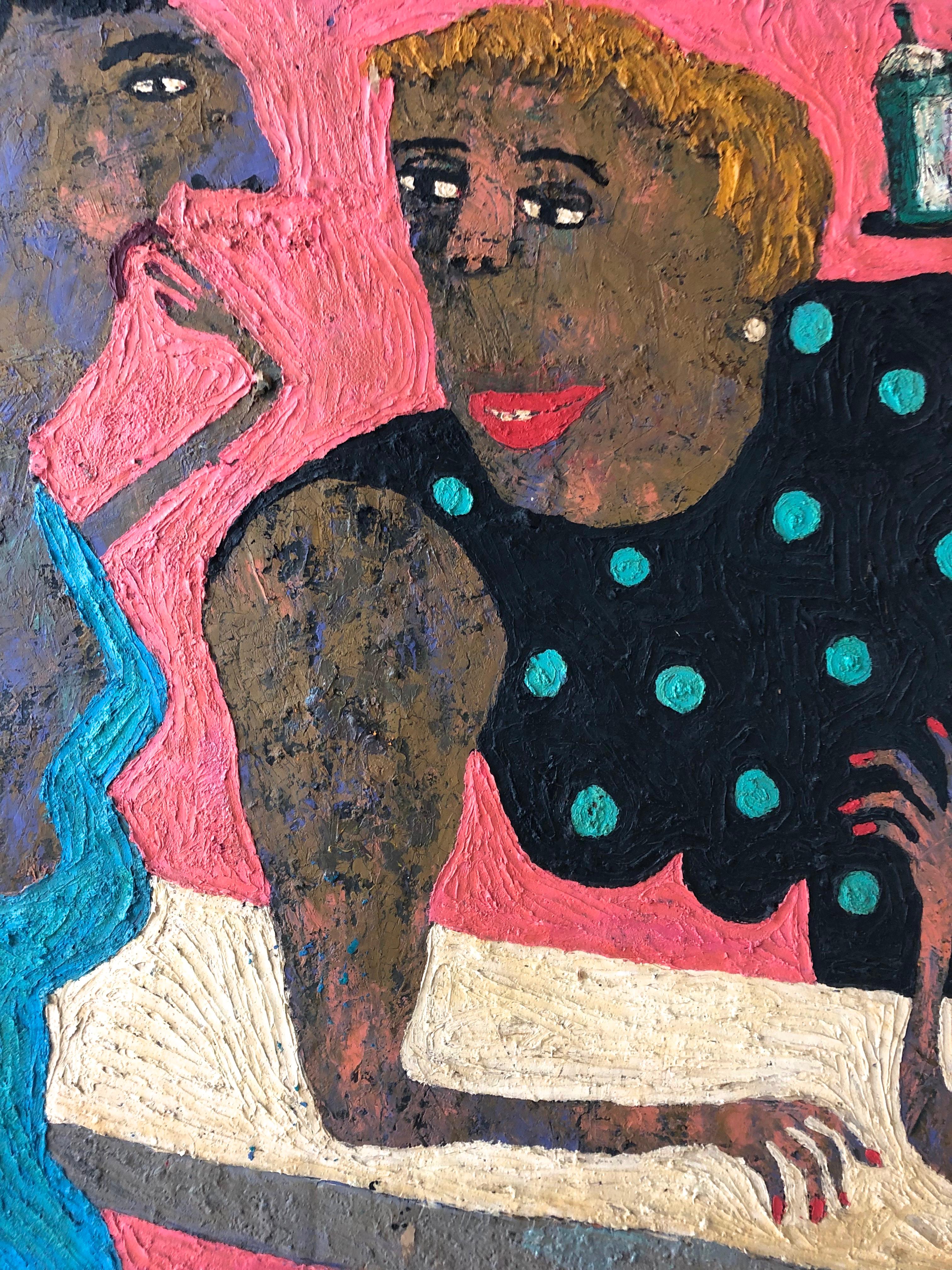 woman at a bar painting
