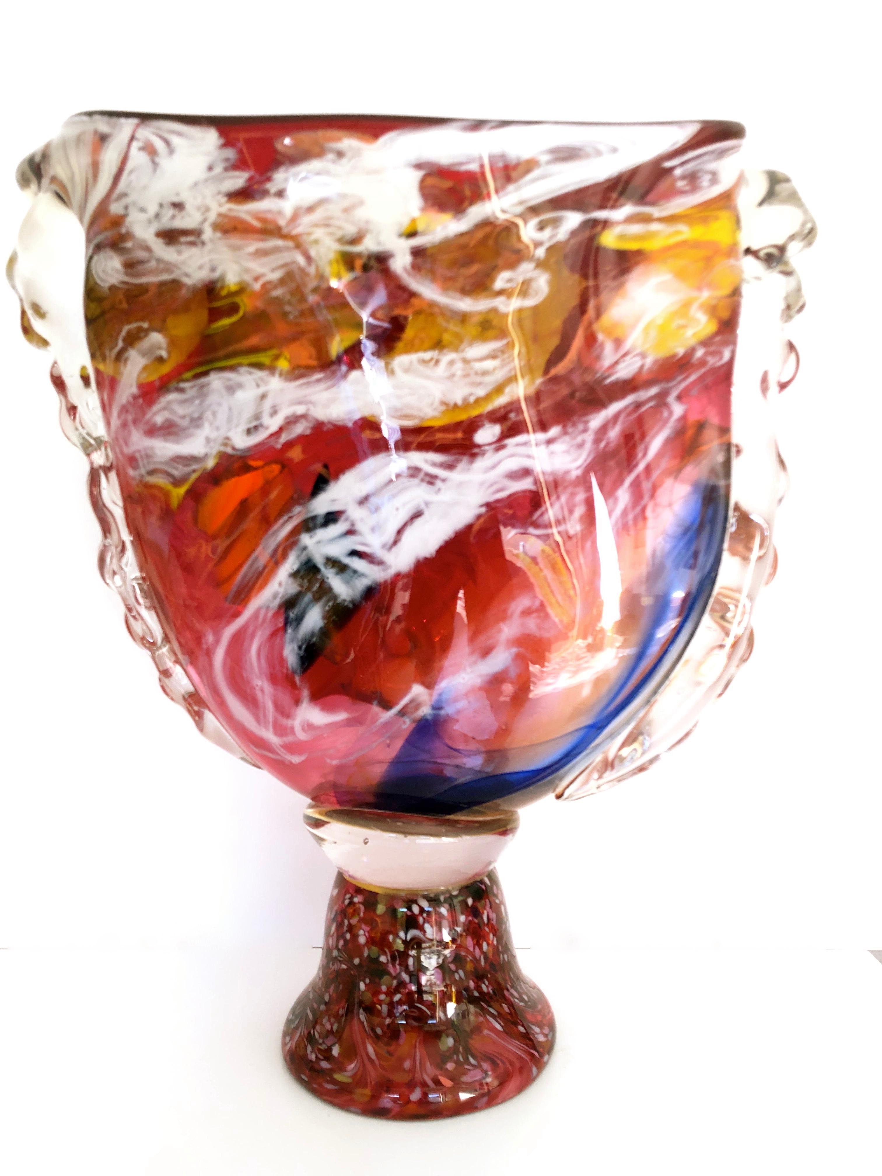Vasile Laznianu Figurative Sculpture - Large Abstract Art Glass Vase 