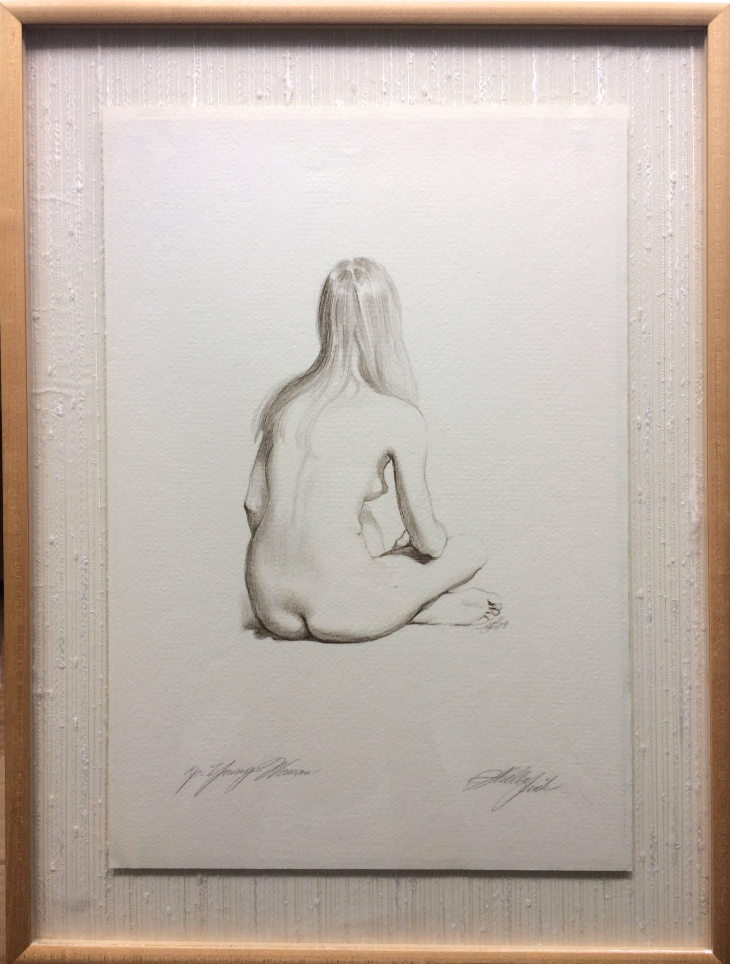Mid Century Nude Pencil Drawing - Art by Sheldon Shelly Fink
