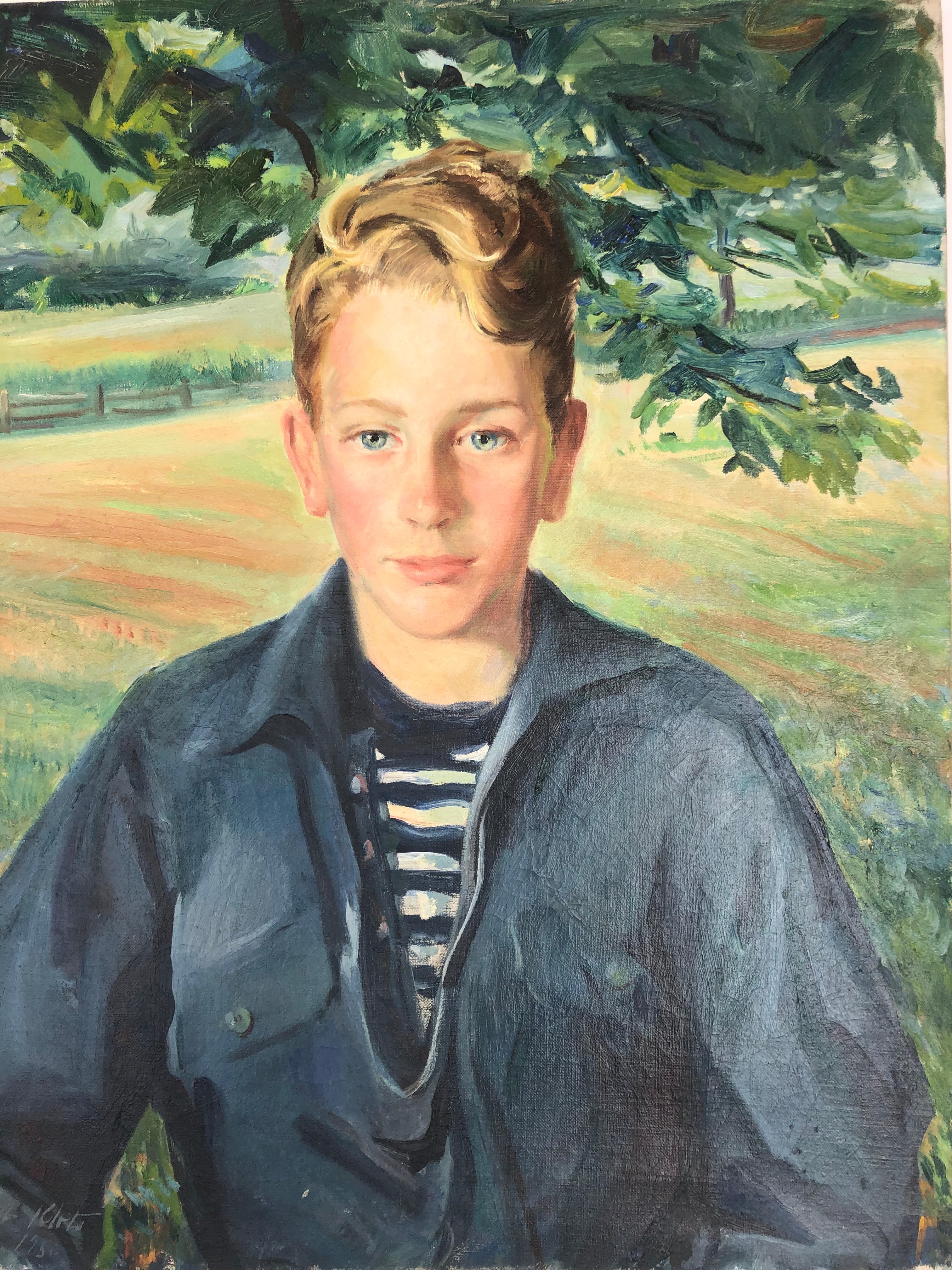 Trafford Partridge Klots Portrait Painting -  Boy In The Landscape