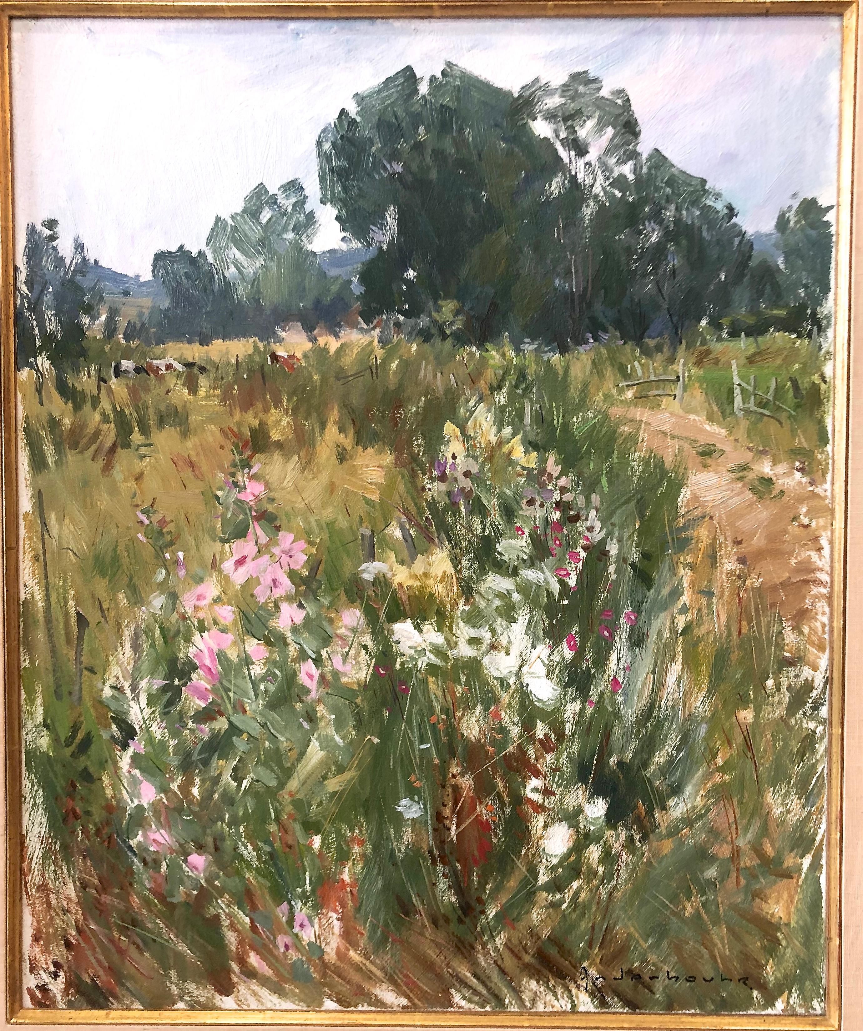 Landscape With Flowers French Impressionist - Painting by Paul Jean Anderbouhr