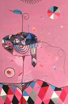 Dittico Arlekin addormentato Composizione astratta rosa