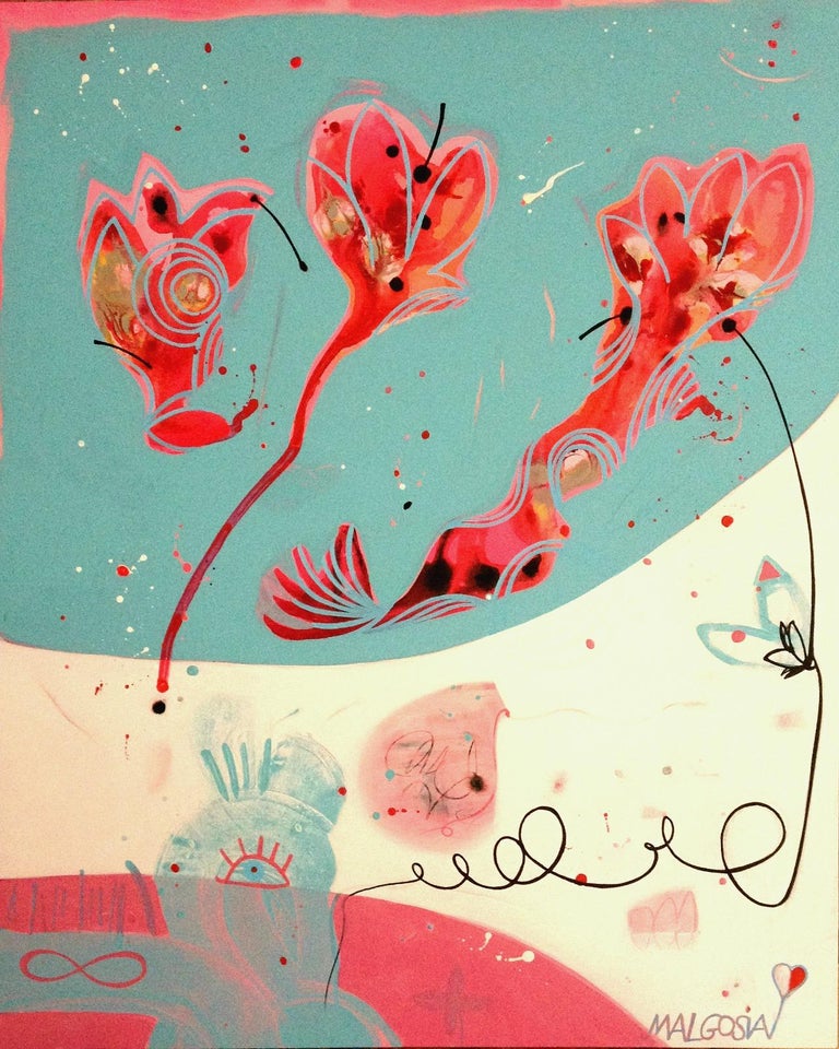 Malgosia Kiernozycka Abstract Painting - Smell Of Magnolias Contemporary Abstract Composition